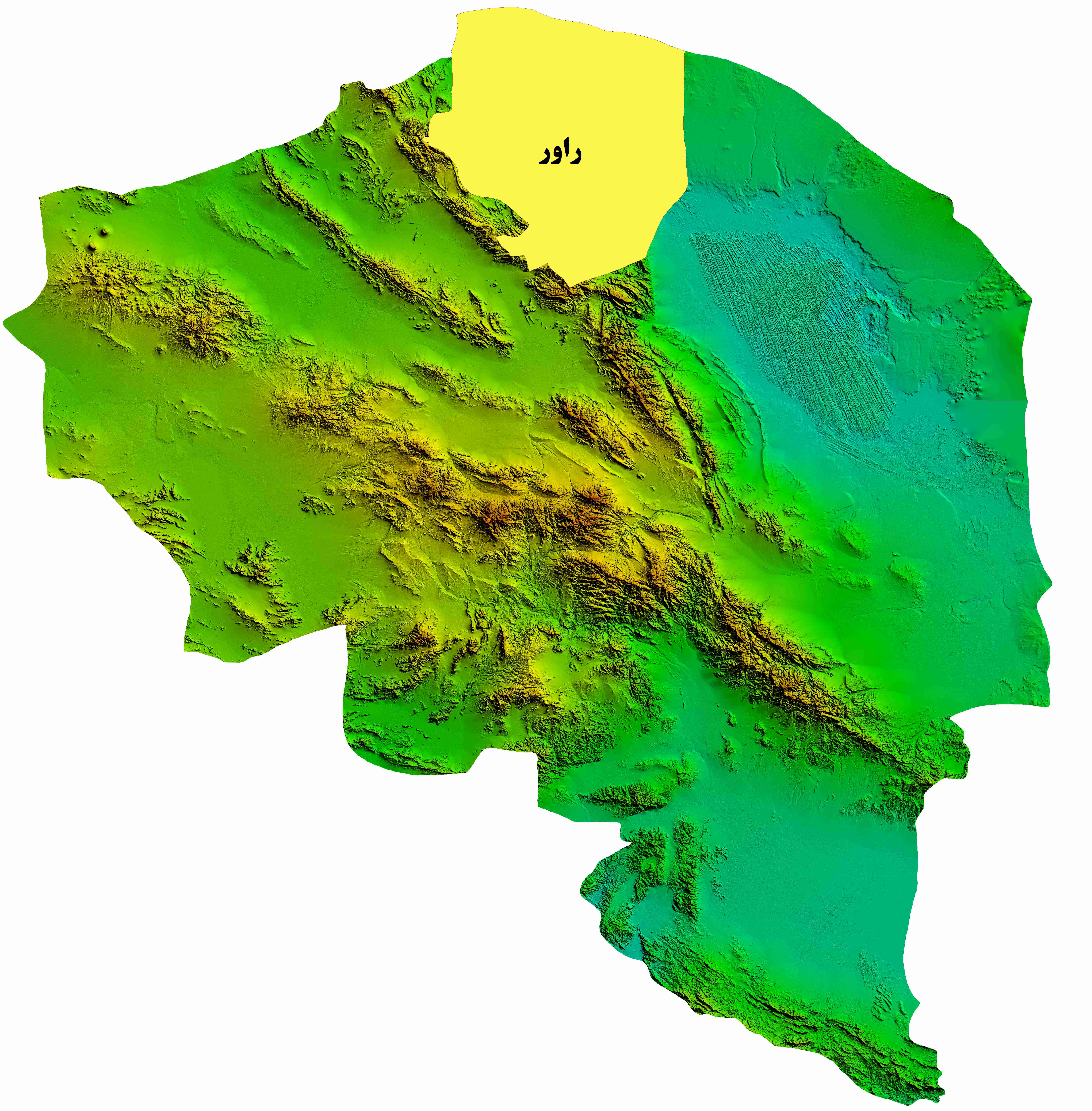 نقشه DEM استان کرمان-شهرستان راور