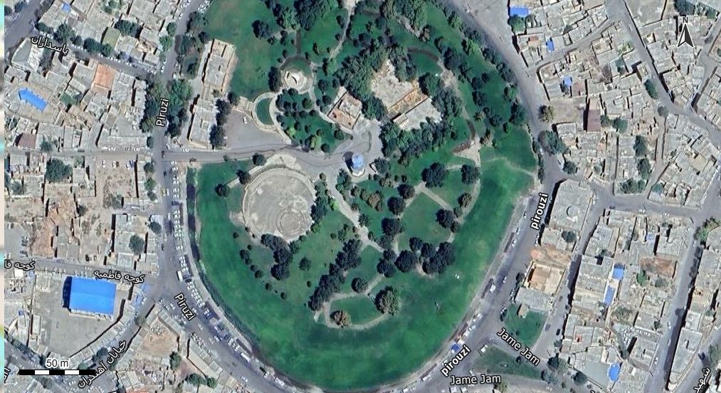 نقشه همراه با تصویر هوایی - ماهواره ای شهر نقده در اتوکد با مختصات UTM