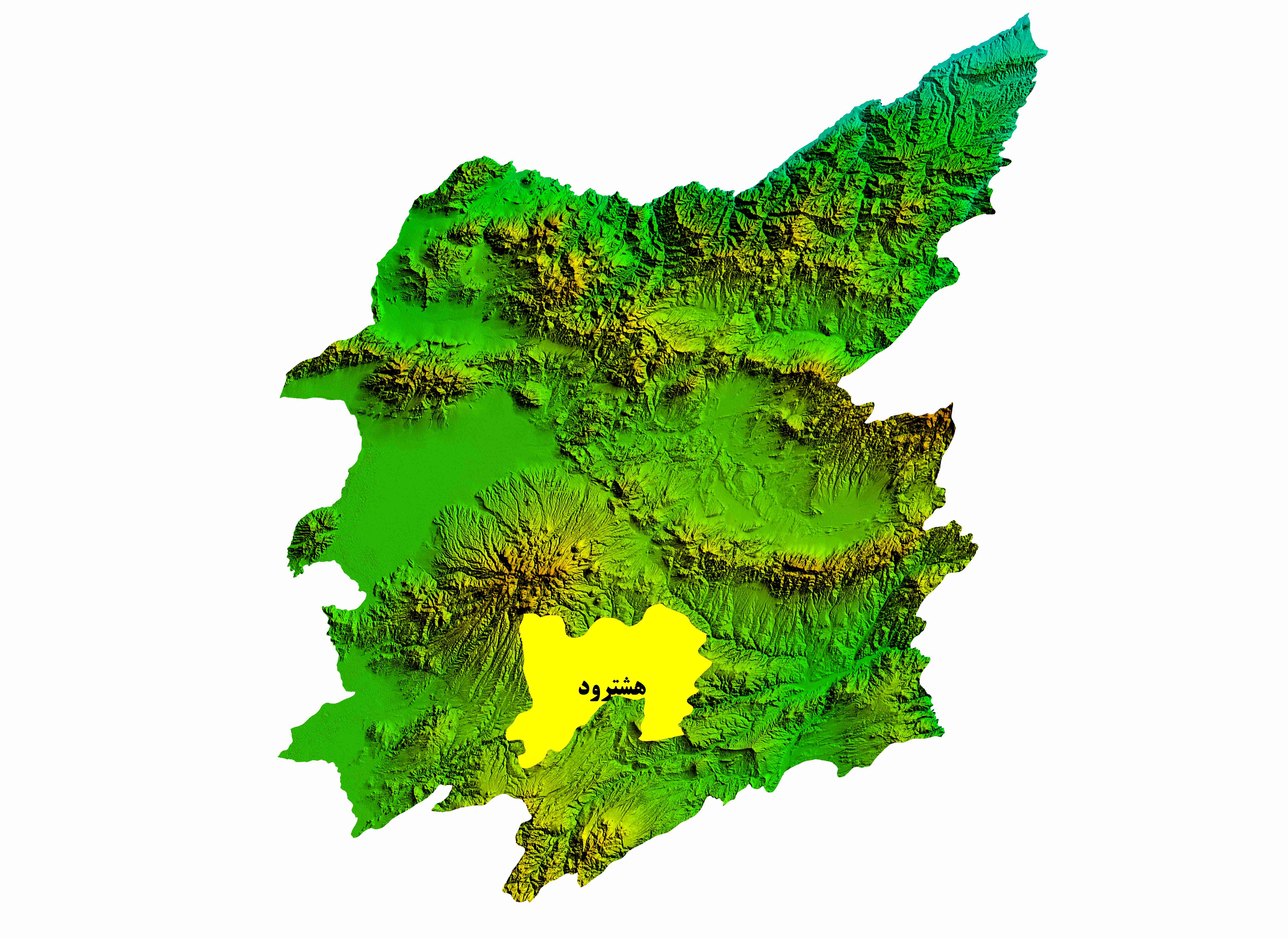 نقشه DEM استان آذربایجان شرقی-شهرستان هشت رود