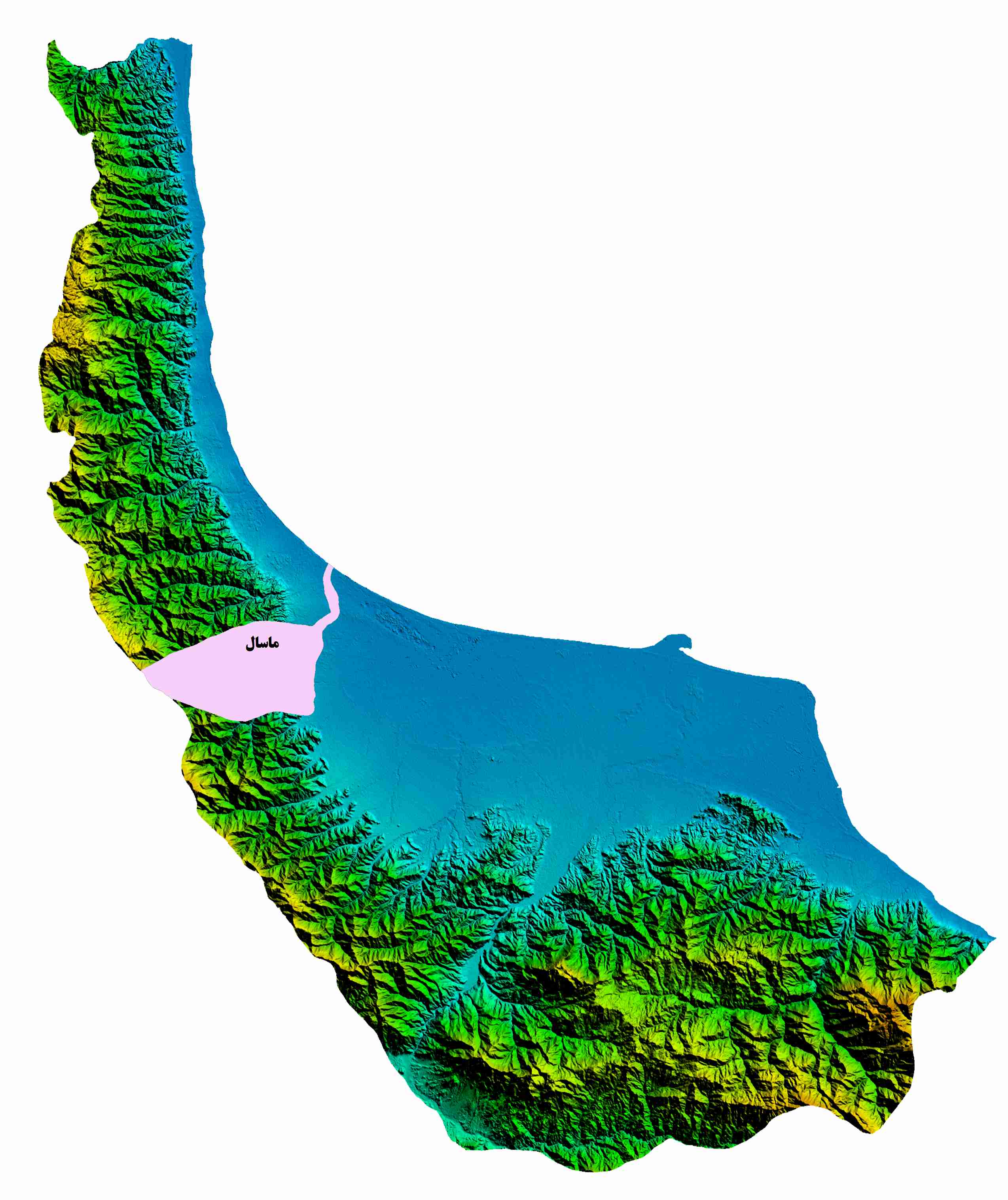نقشه DEM  استان گیلان -شهرستان ماسال
