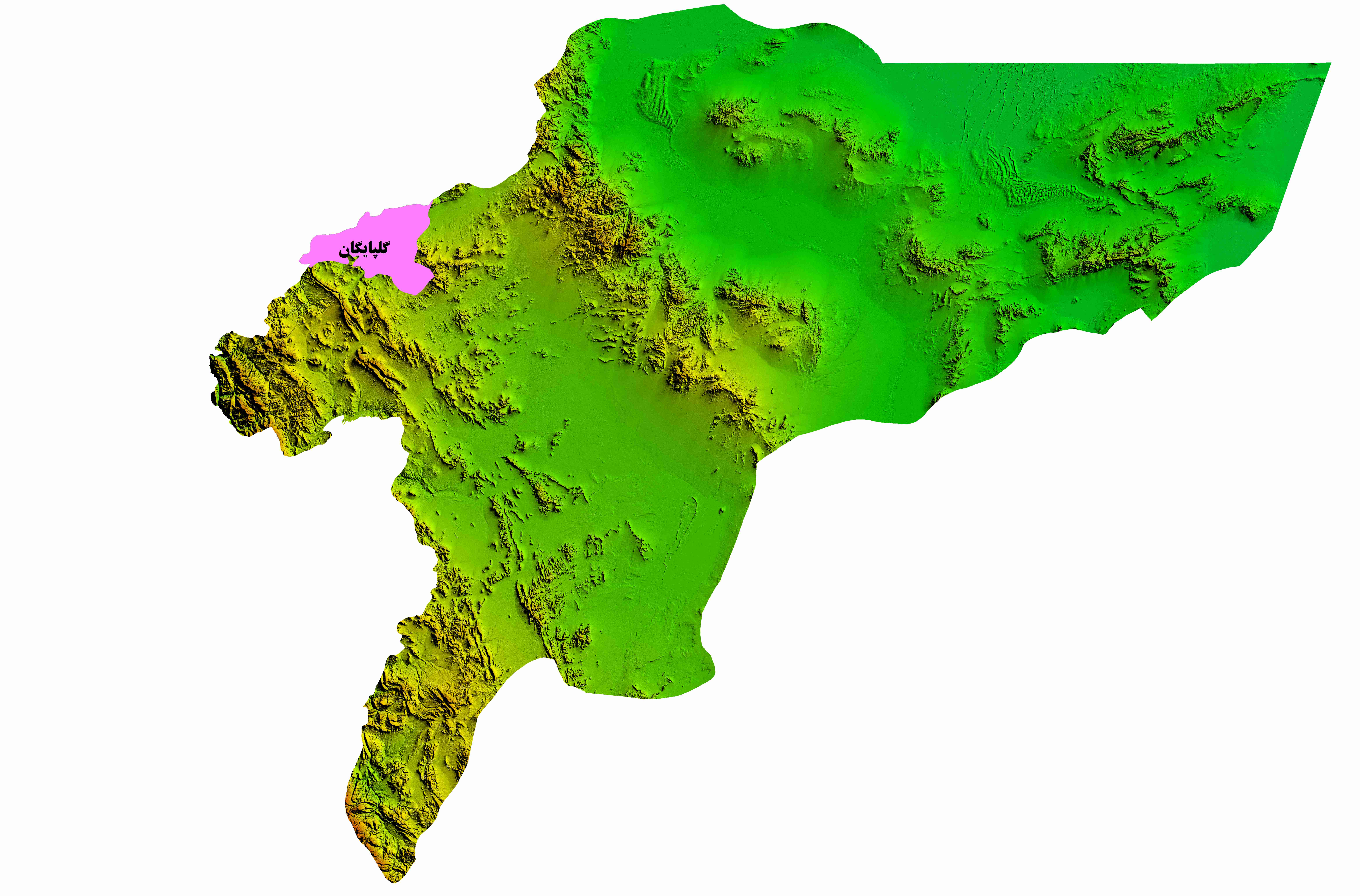 نقشه DEM  استان اصفهان-شهرستان گلپایگان