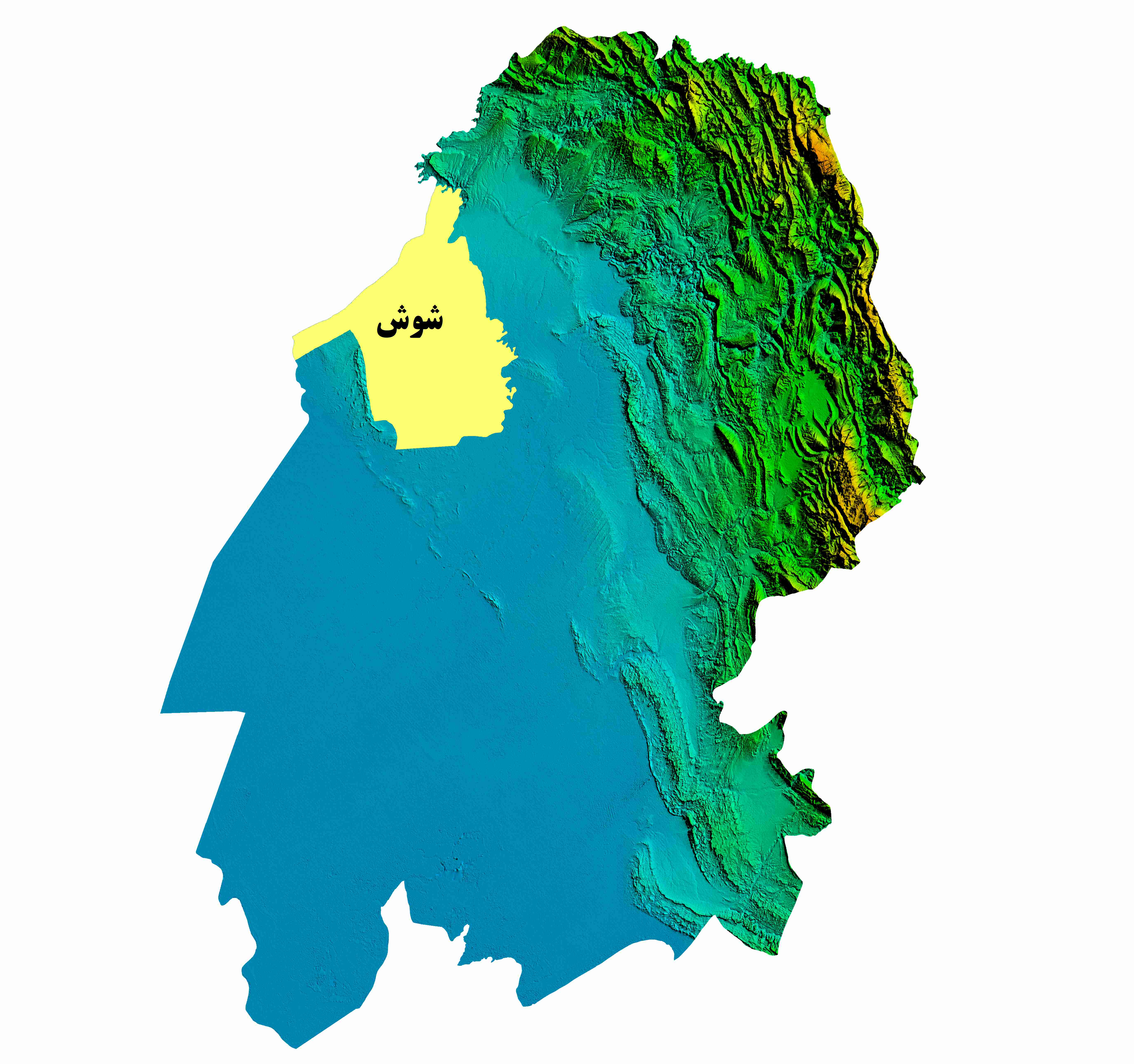نقشه DEM  استان خوزستان-شهرستان شوش
