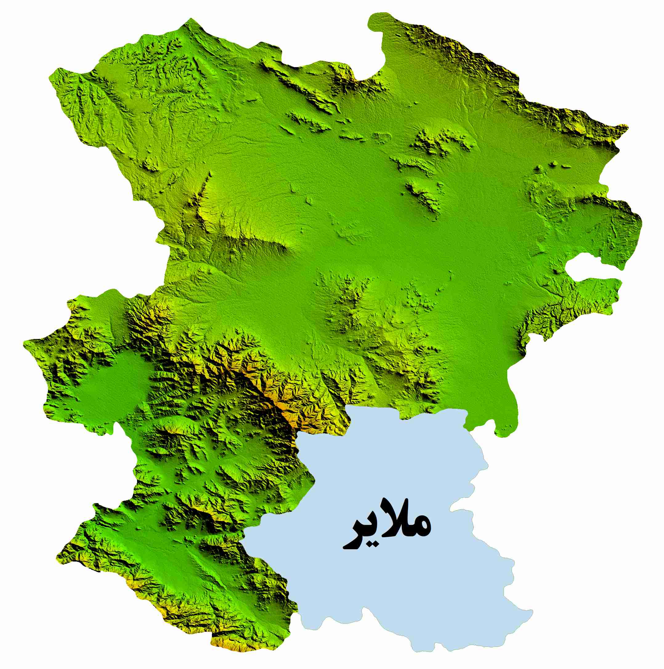 نقشه DEM  استان همدان-شهرستان ملایر