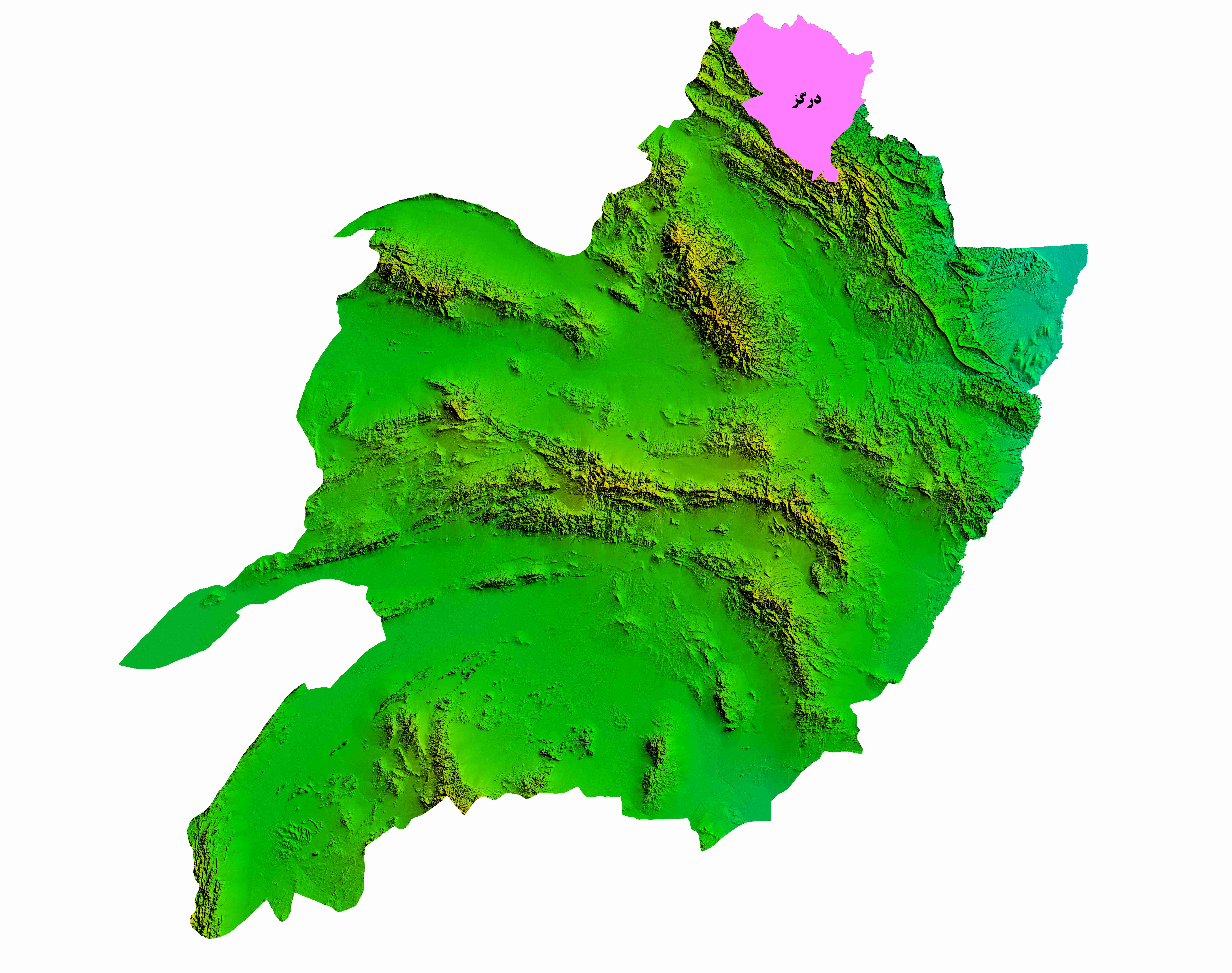 نقشه DEM  استان خراسان رضوی - شهرستان درگز