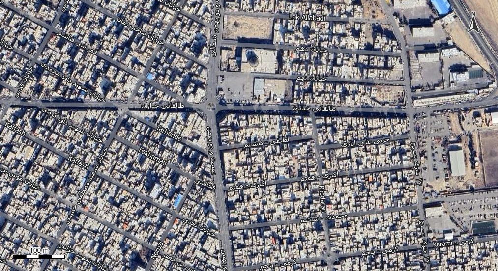 نقشه با تصویر هوایی - ماهواره ای شهر باقرشهر در اتوکد با مختصات UTM