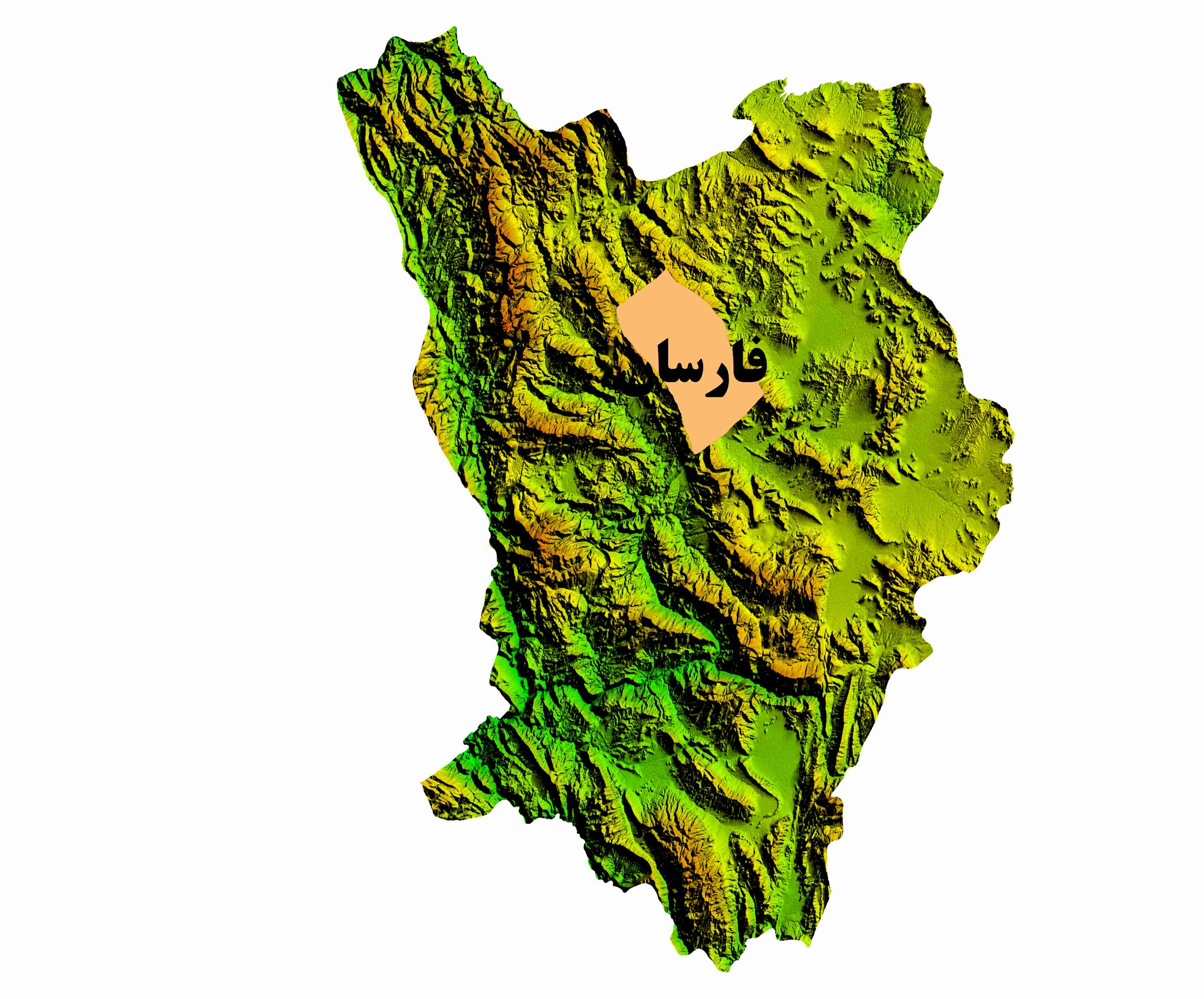 نقشه DEM  استان چهارمحال و بختیاری- شهرستان فارسان