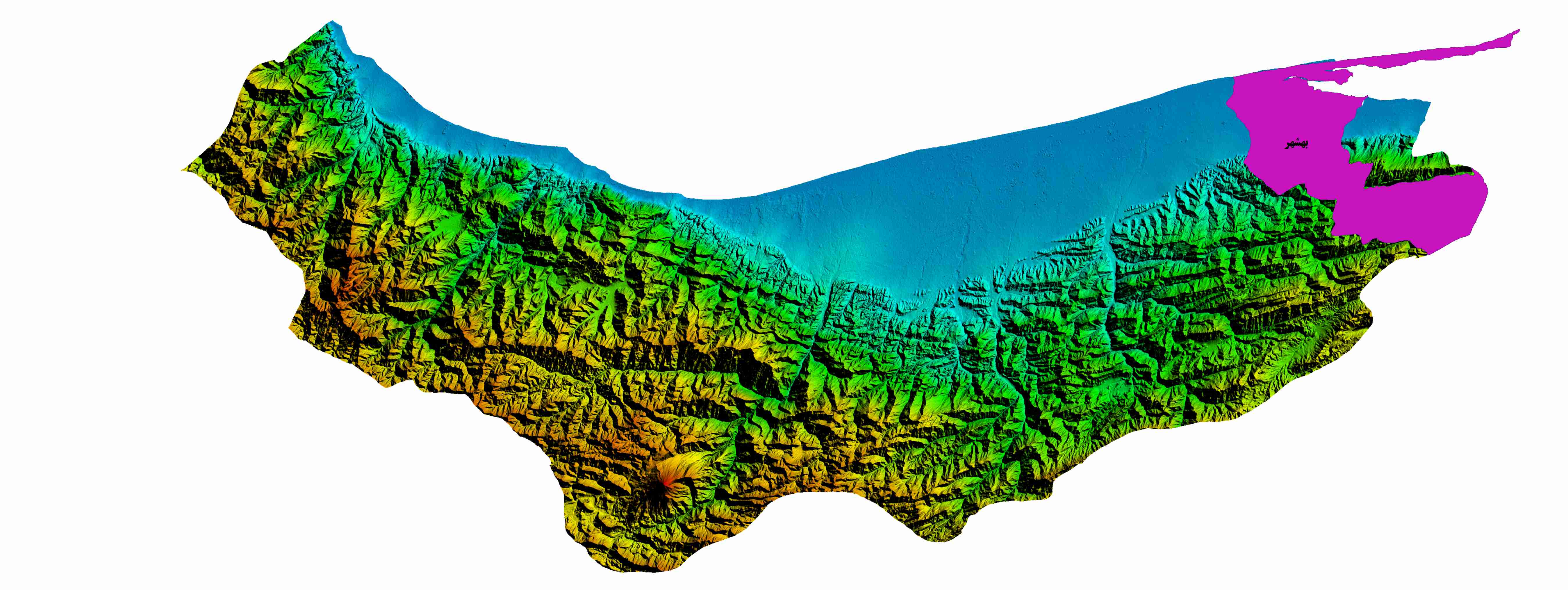 نقشه DEM استان مازندران-شهر بهشهر