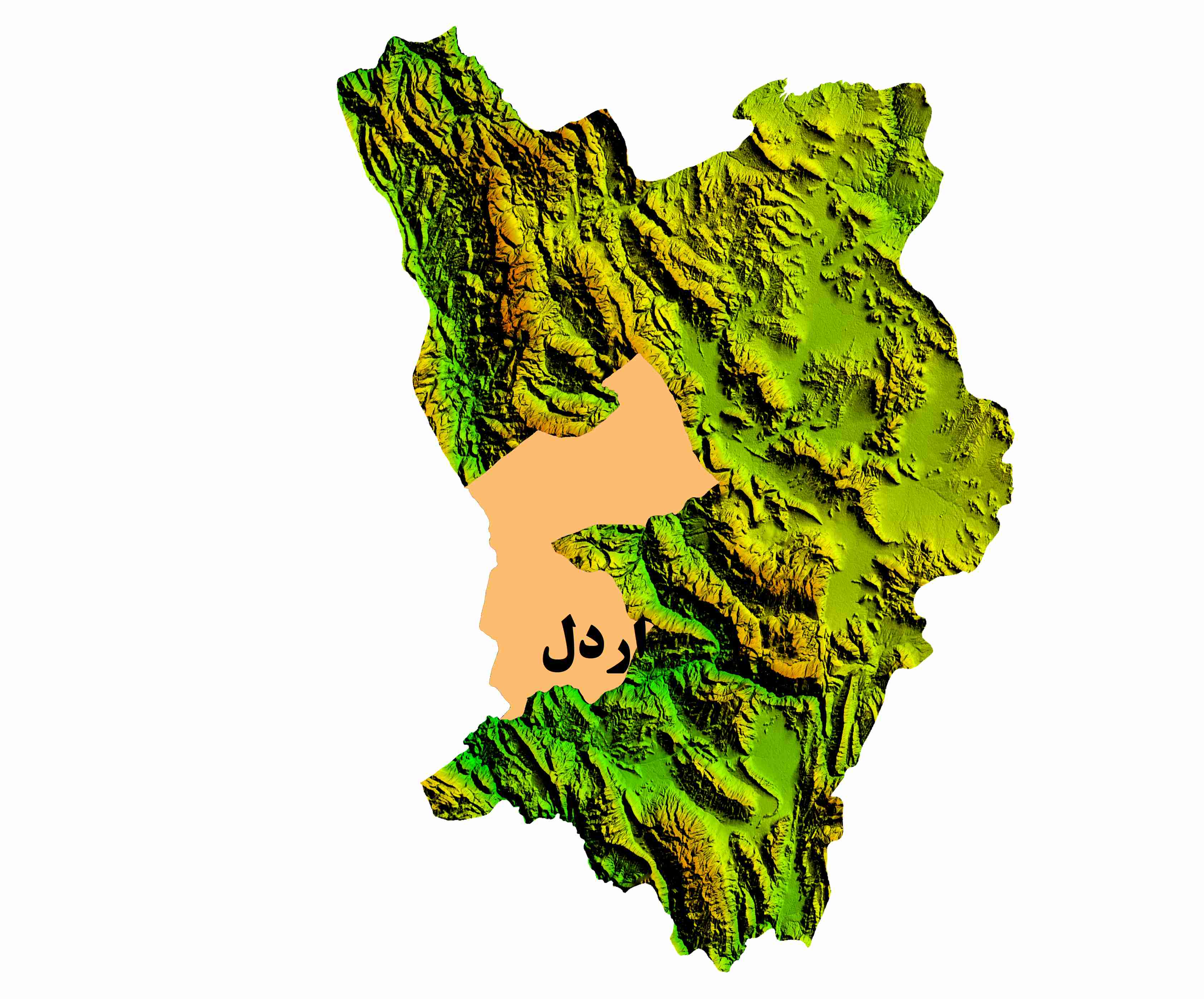 نقشه DEM  استان چهارمحال و بختیاری- شهرستان اردل