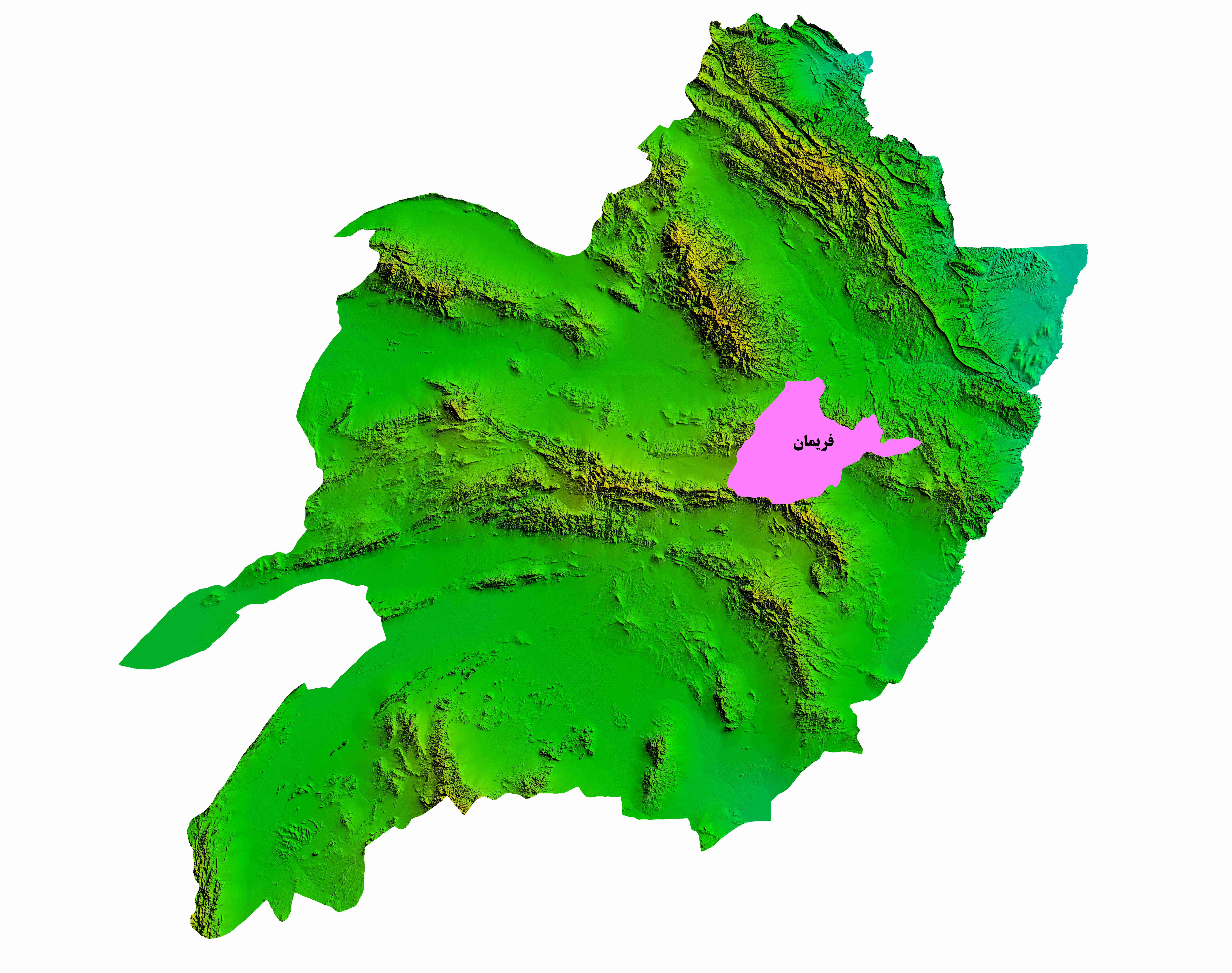 نقشه DEM  استان خراسان رضوی - شهرستان فریمان