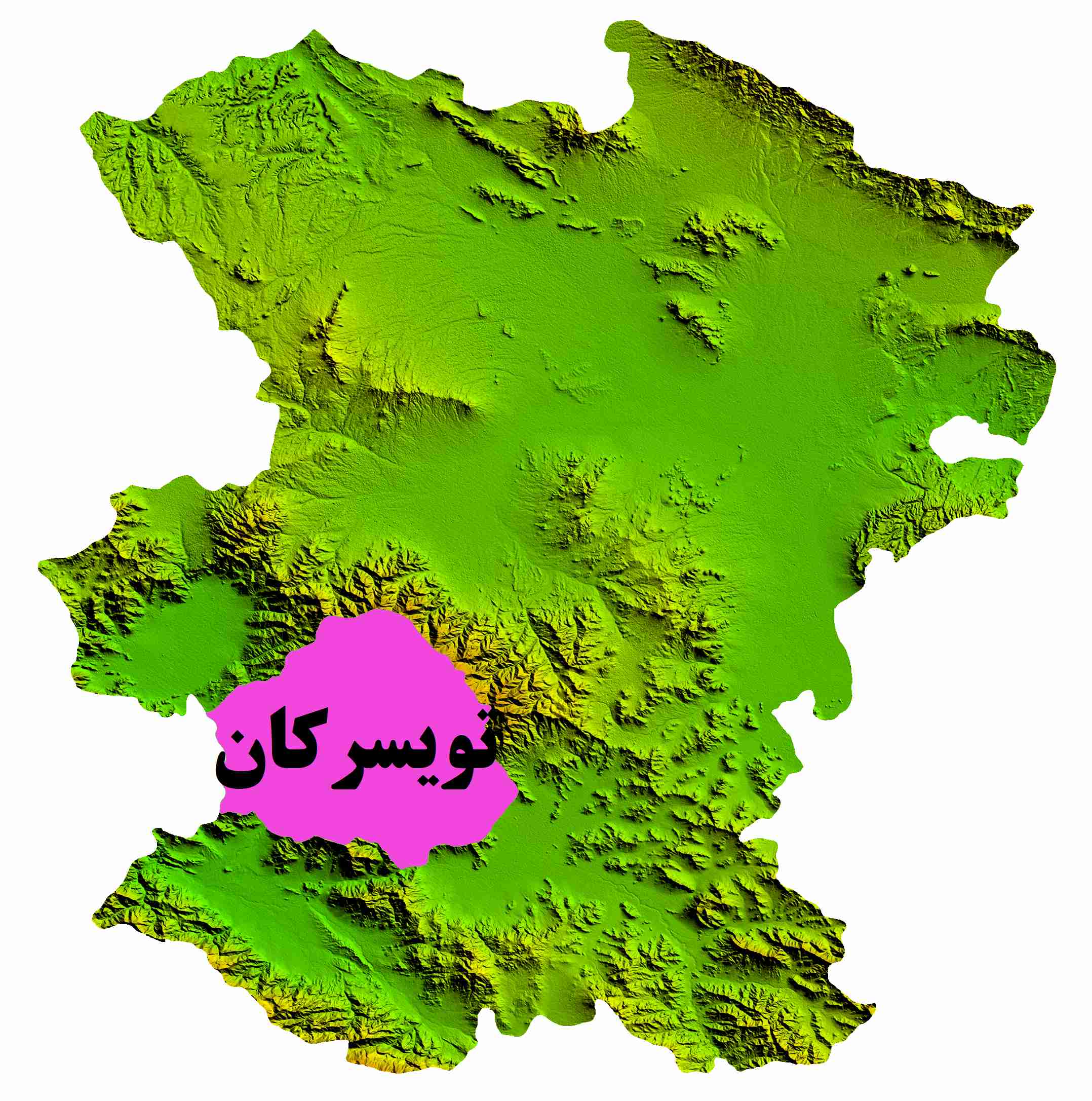 نقشه DEM  استان همدان-شهرستان تویسرگان