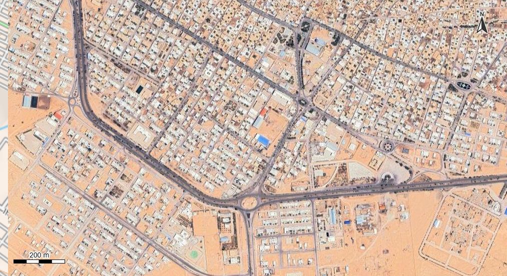 نقشه همراه با تصویر هوایی - ماهواره ای شهر خور و بیابانک در اتوکد با مختصات UTM