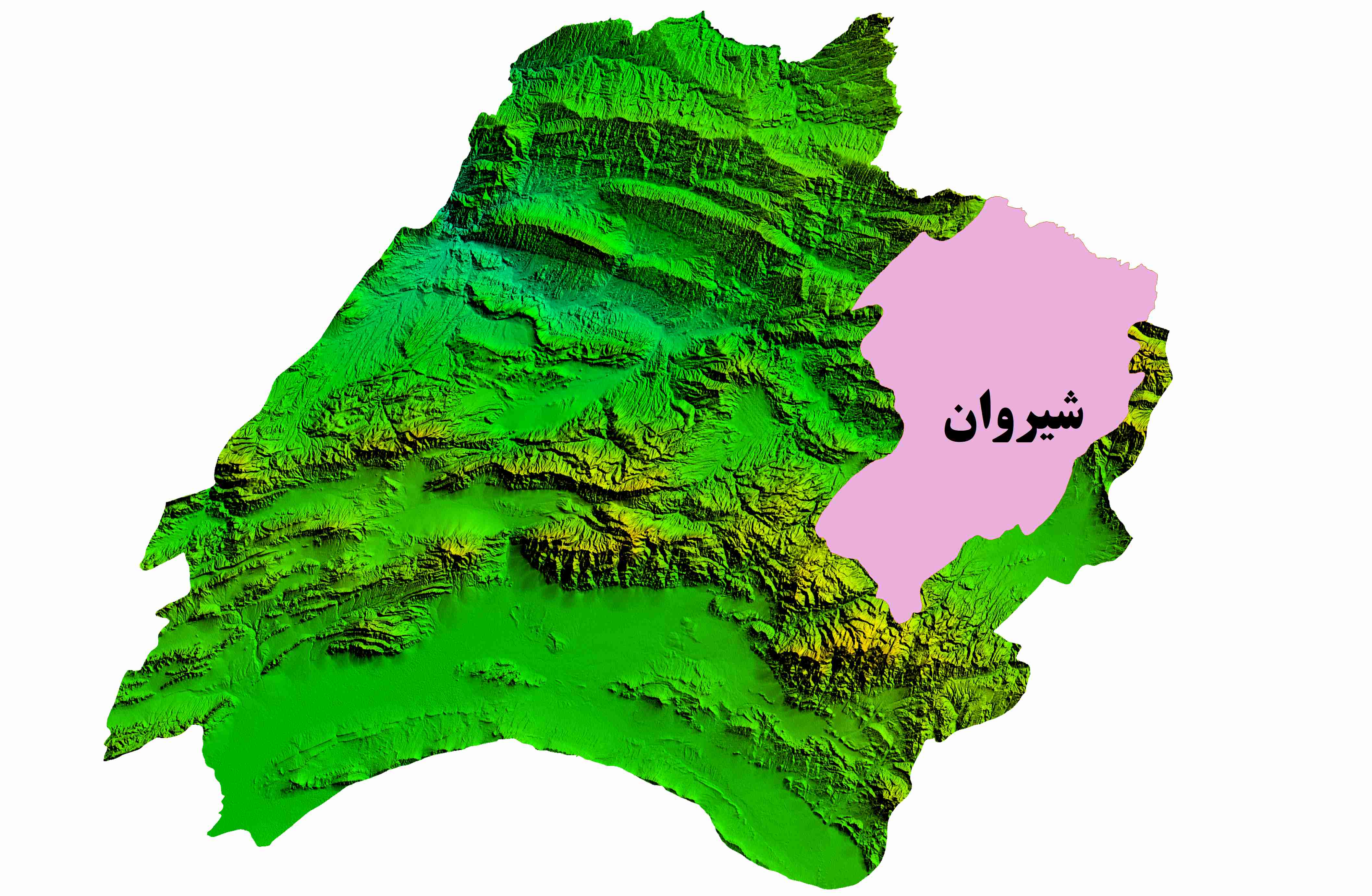 نقشه DEM استان خراسان شمالی-شهرستان شیروان