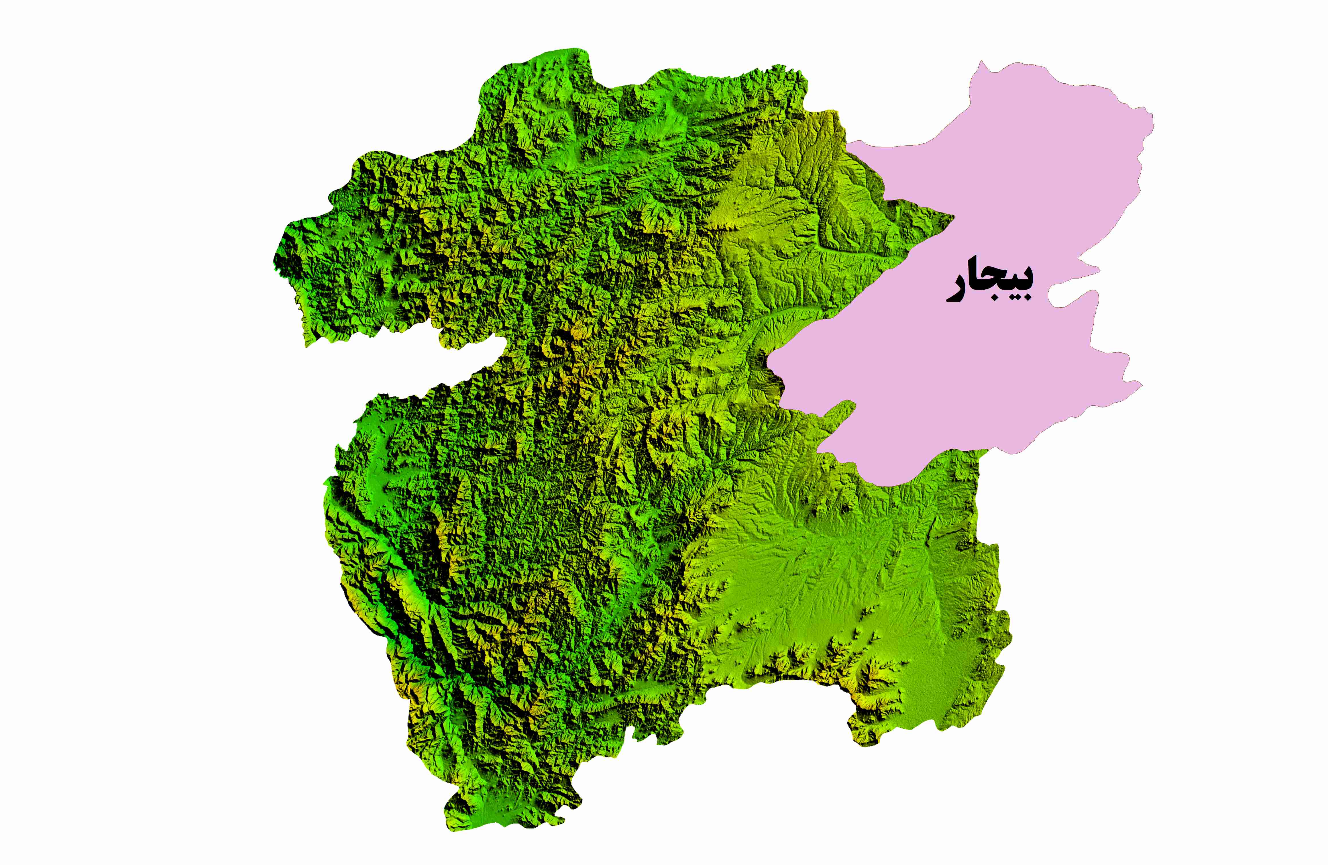 نقشه DEM  استان کردستان- شهرستان بیجار