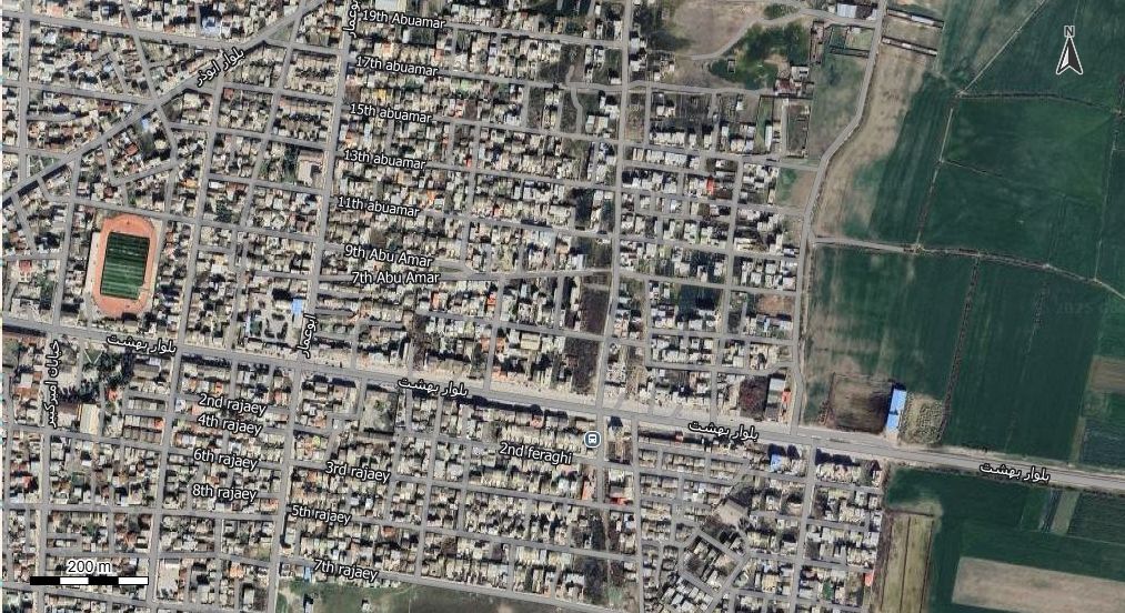 نقشه همراه با تصویر هوایی - ماهواره ای شهر ترکمن در اتوکد با مختصات UTM