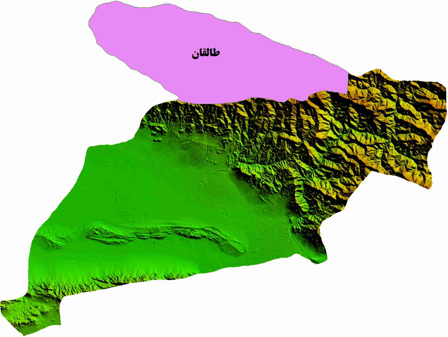 نقشه DEM استان البرز -شهر طالقان