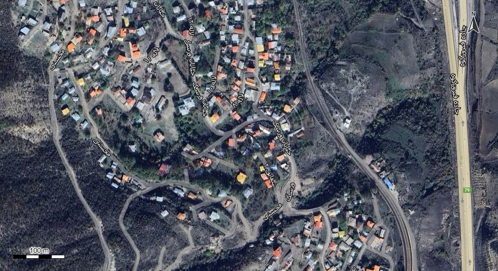 نقشه همراه با تصویر هوایی - ماهواره ای شهر ورسک  در اتوکد با مختصات UTM