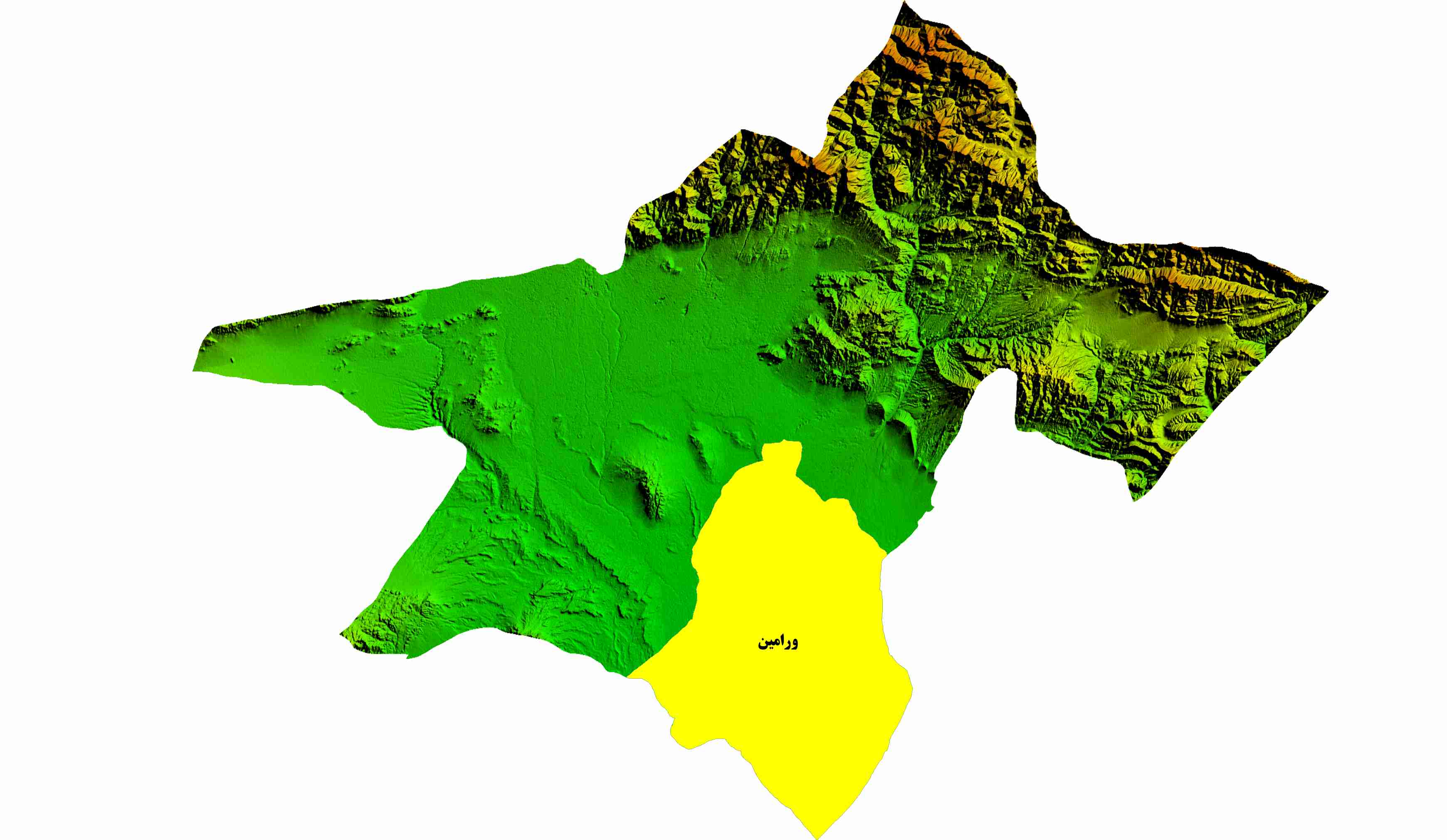 نقشه DEM استان تهران-شهر ورامین