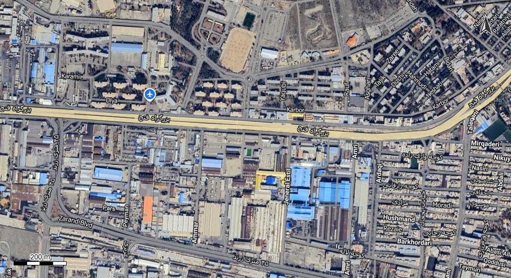 نقشه با تصویر هوایی - ماهواره ای منطقه 9 تهران در اتوکد با مختصات UTM