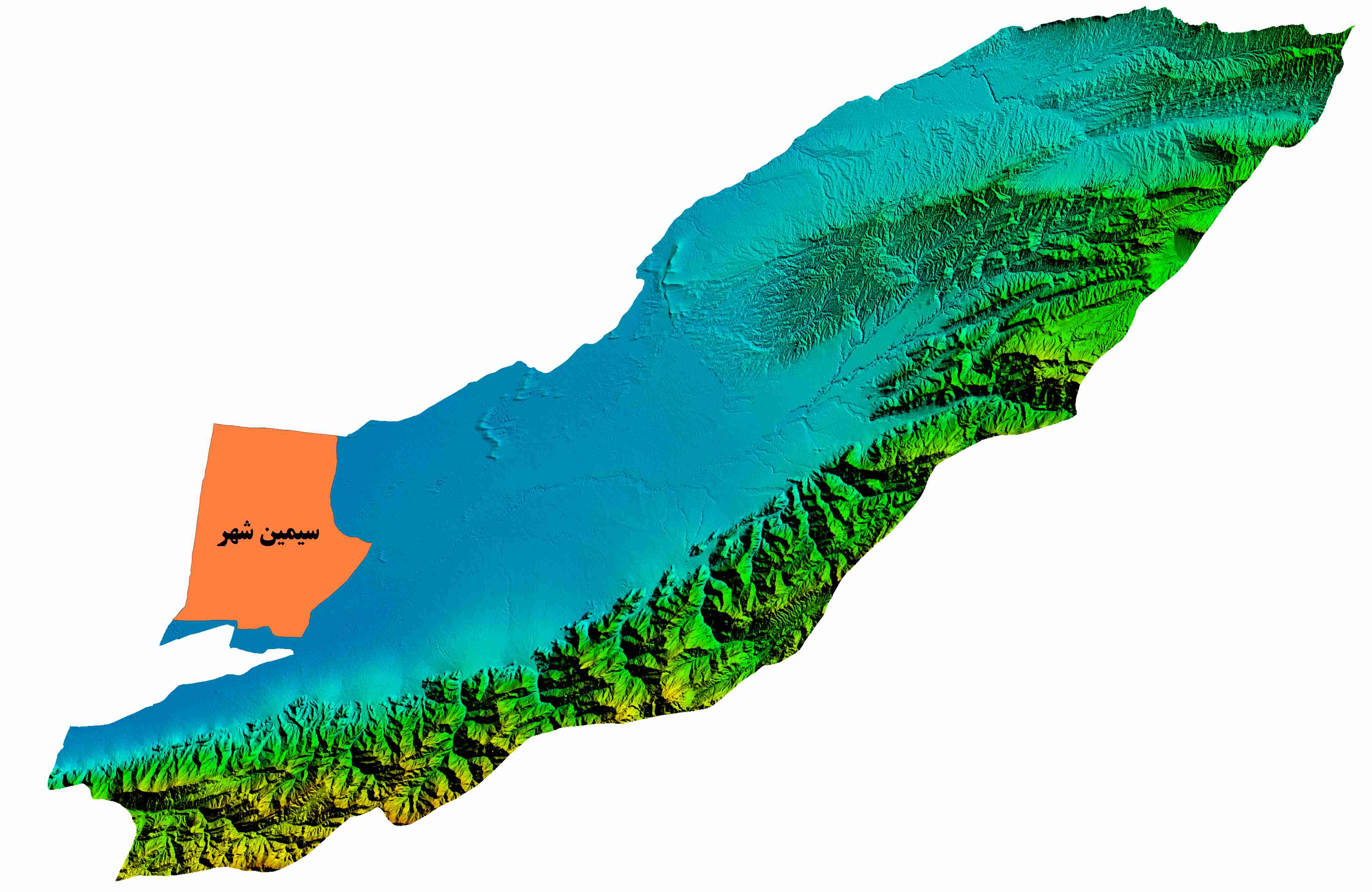 نقشه DEM  استان گلستان-شهرستان سیمین دشت