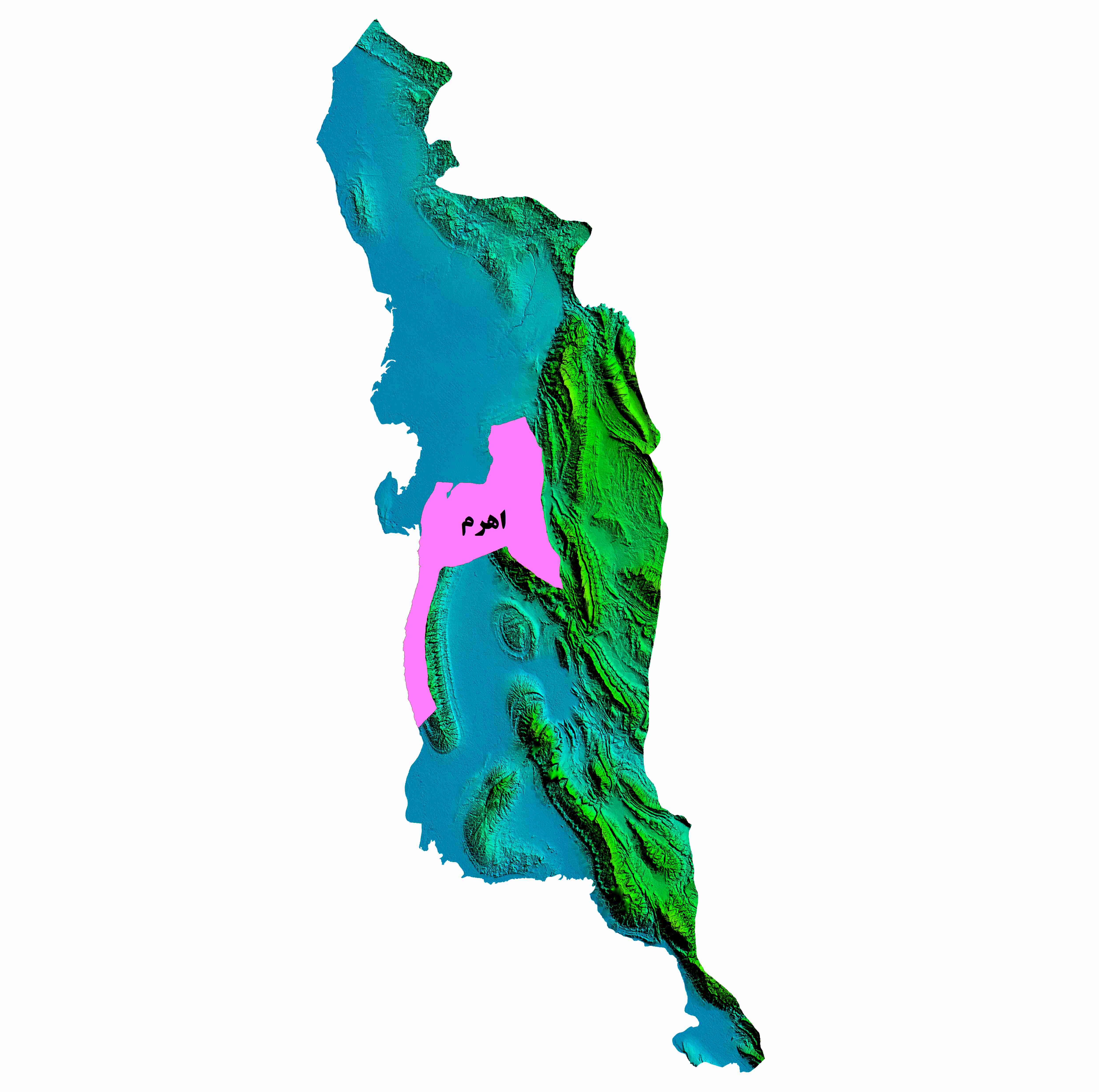 نقشه DEM  استان بوشهر-شهرستان اهرم