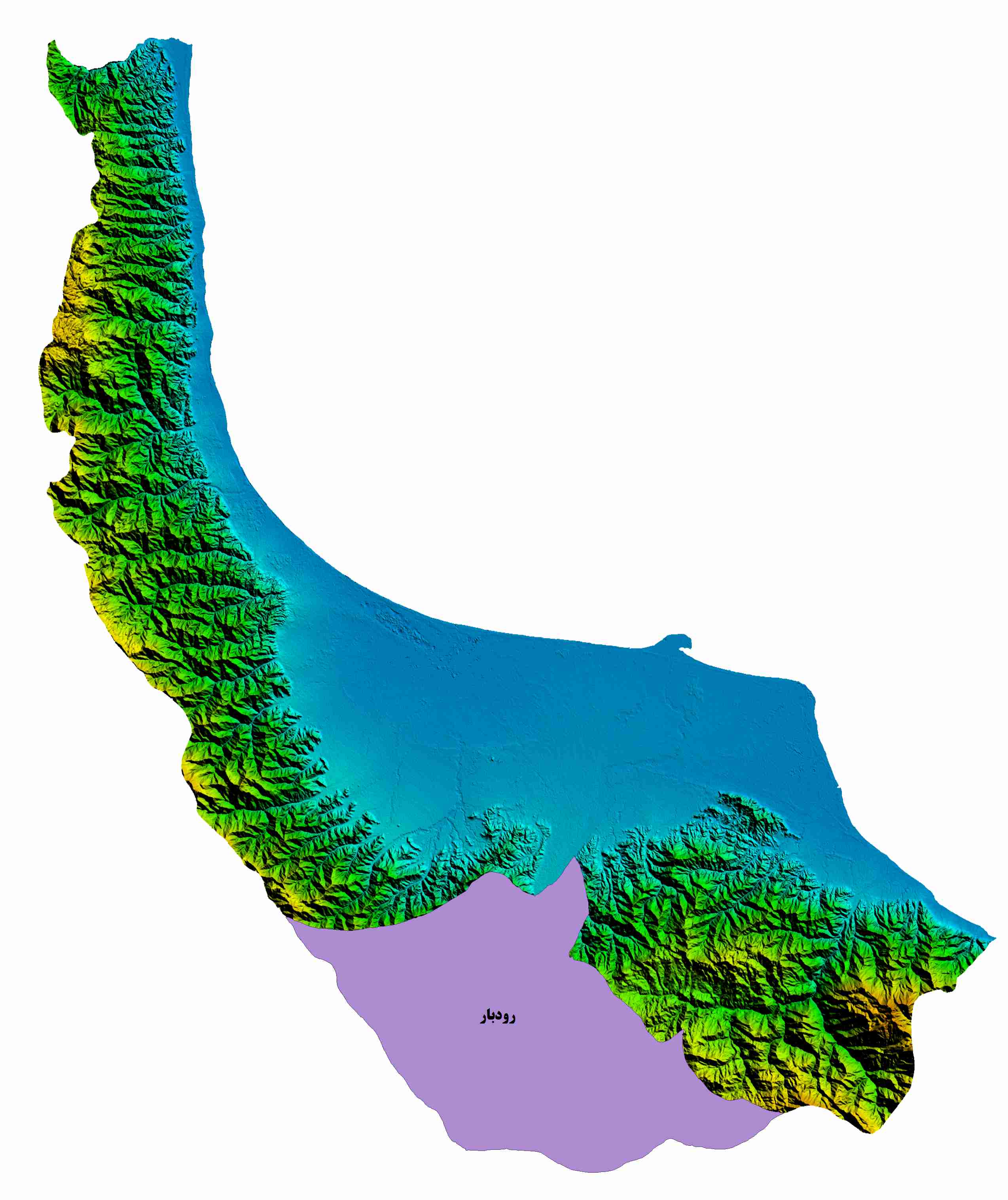 نقشه DEM  استان گیلان -شهرستان رودبار