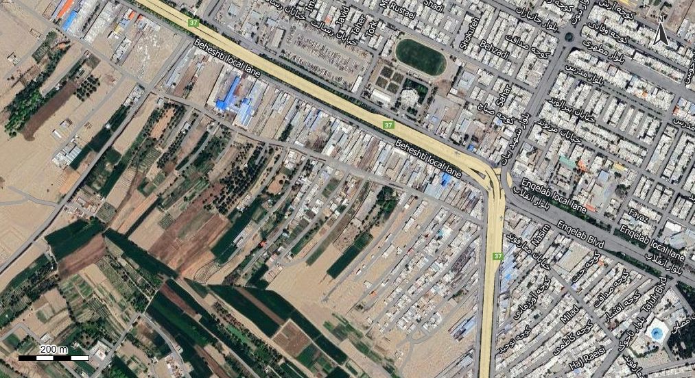 نقشه همراه با تصویر هوایی - ماهواره ای ملایر در اتوکد با مختصات UTM