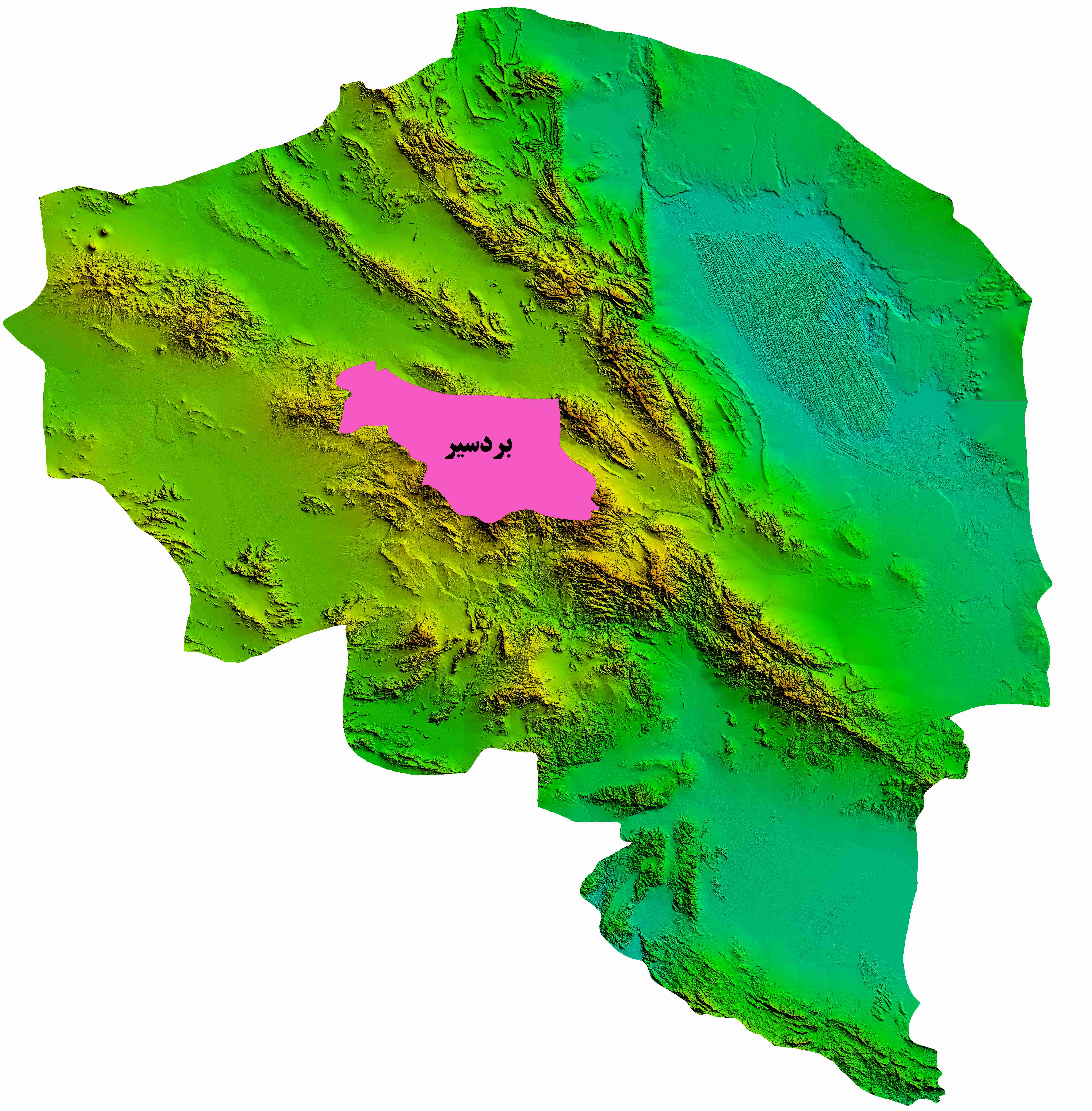نقشه DEM استان کرمان-شهرستان بردسیر