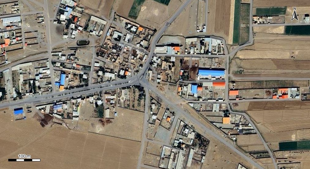 نقشه با تصویر هوایی - ماهواره ای شهر محمودآباد در اتوکد با مختصات UTM