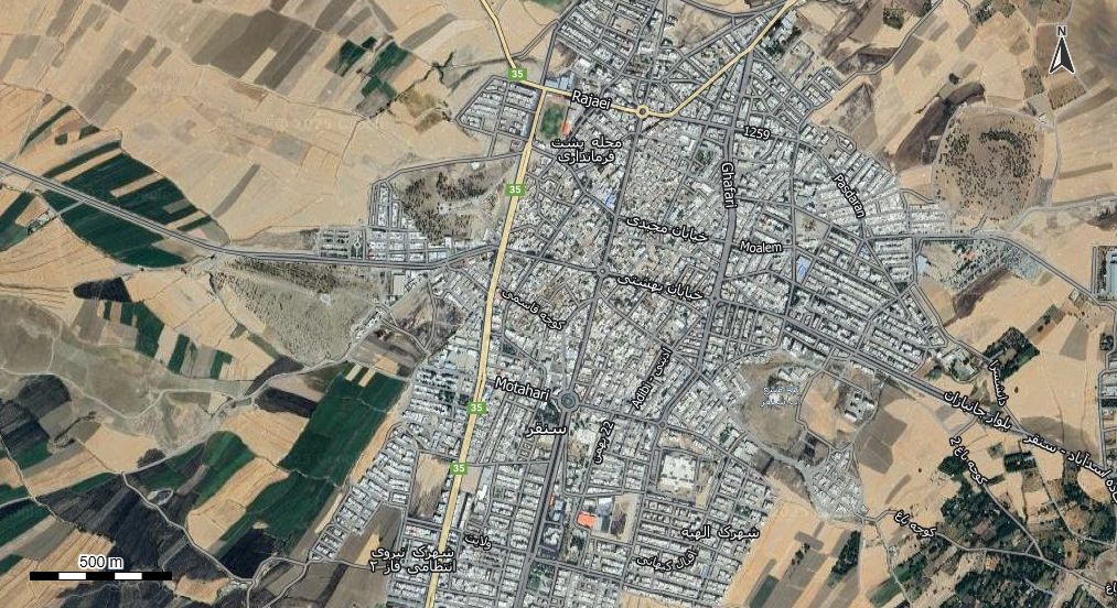 نقشه همراه با تصویر هوایی - ماهواره ای  سنقر در اتوکد با مختصات UTM