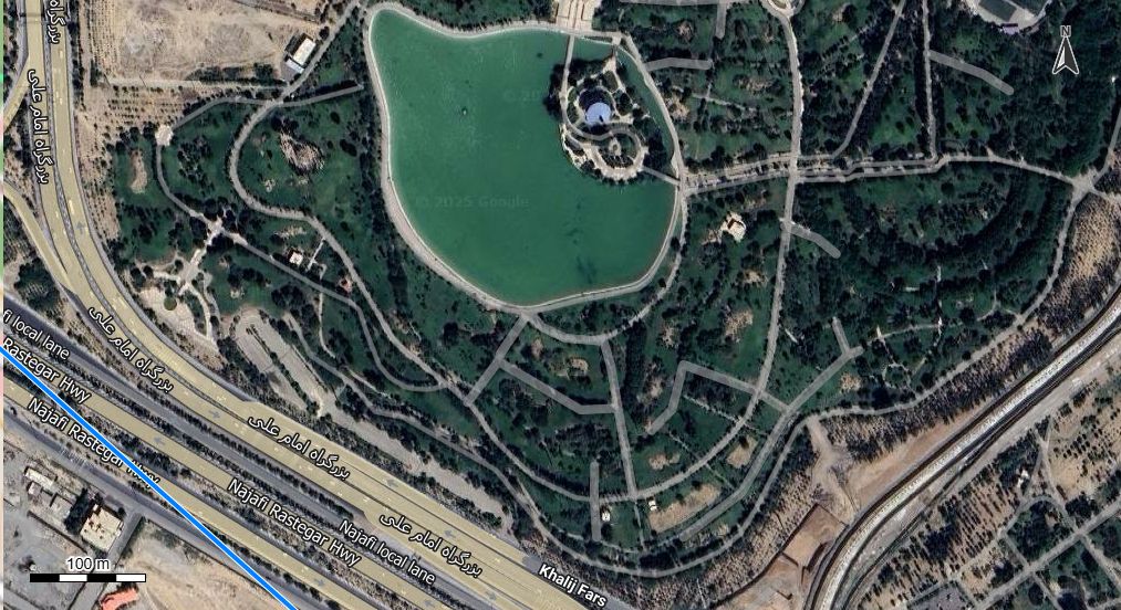 نقشه با تصویر هوایی - ماهواره ای منطقه 15 تهران در اتوکد با مختصات UTM