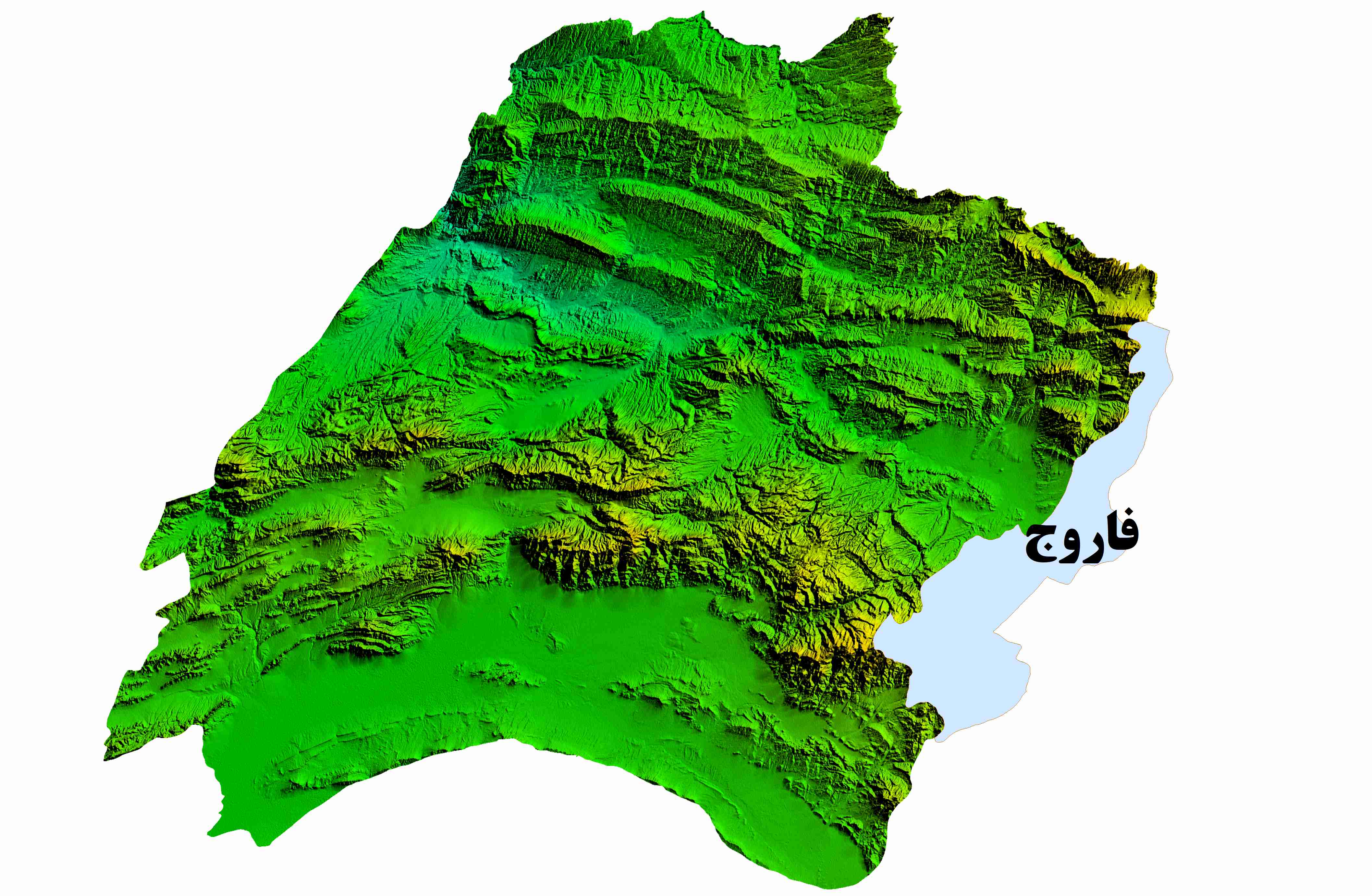 نقشه DEM استان خراسان شمالی-شهرستان فاروج