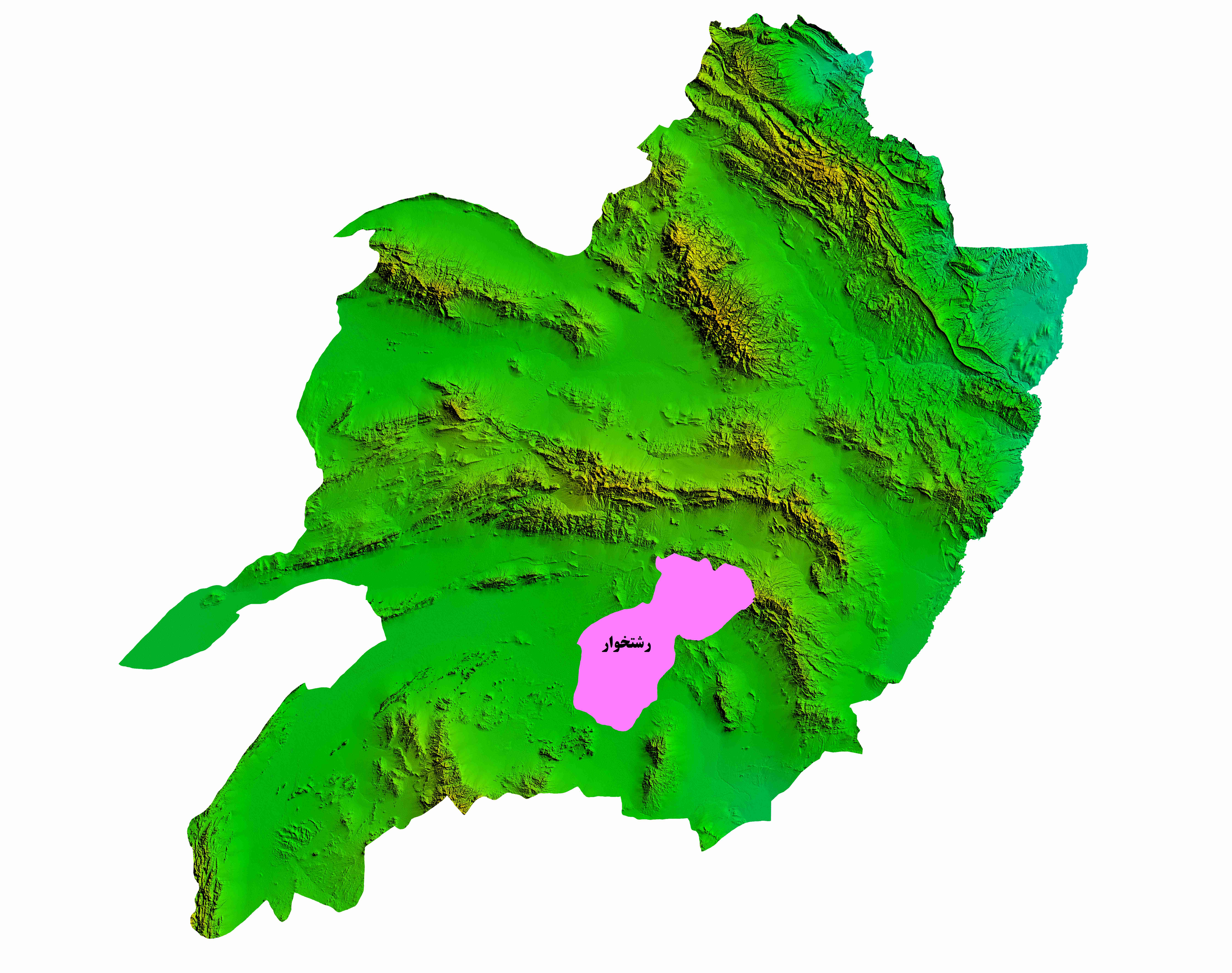 نقشه DEM  استان خراسان رضوی - شهرستان رشتخوار