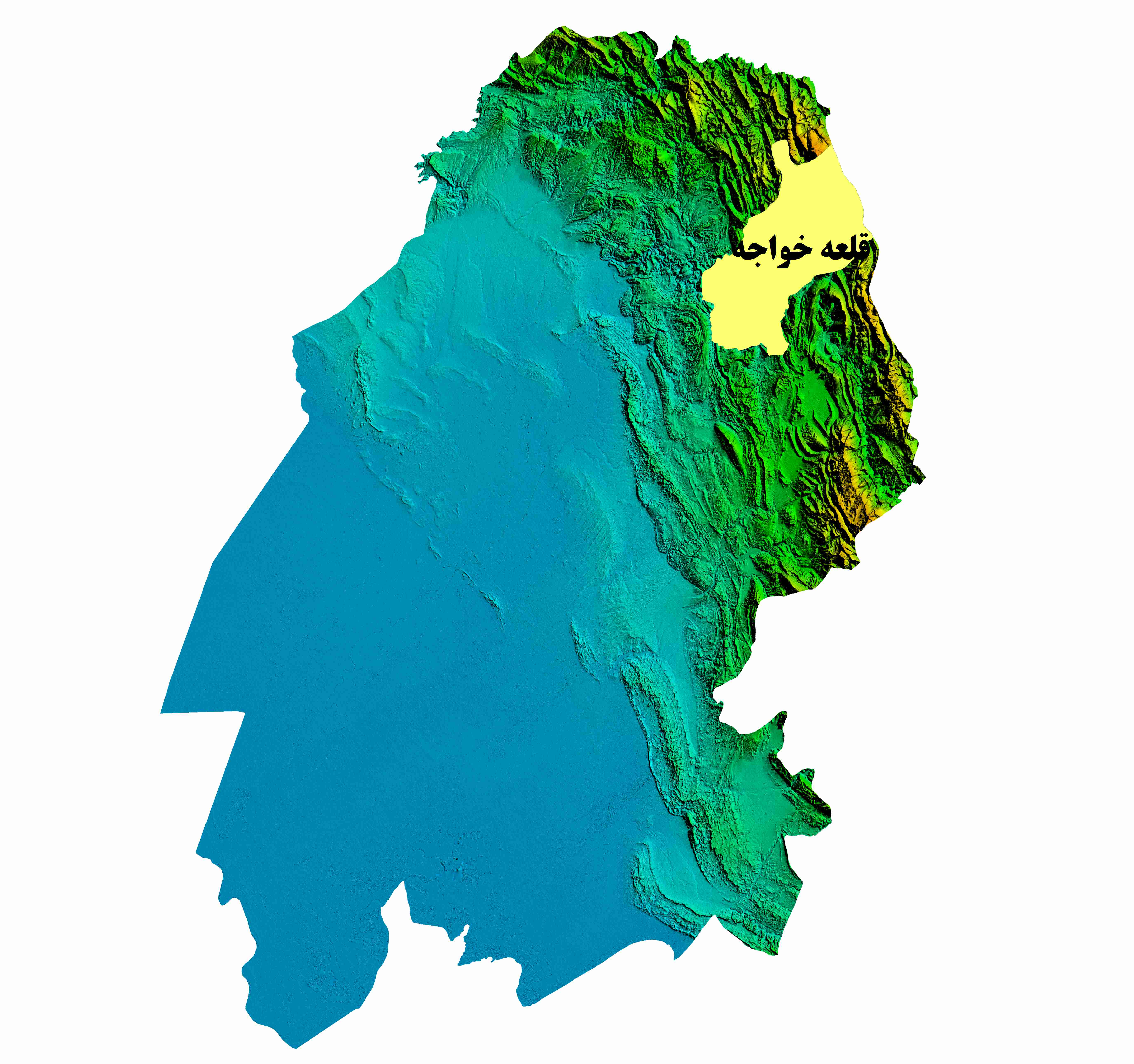 نقشه DEM  استان خوزستان-شهرستان قلعه خواجه