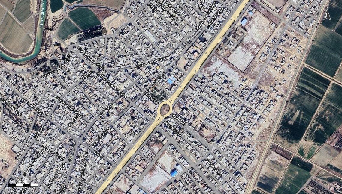 نقشه همراه با تصویر هوایی - ماهواره ای شهر رامشیر در اتوکد با مختصات UTM