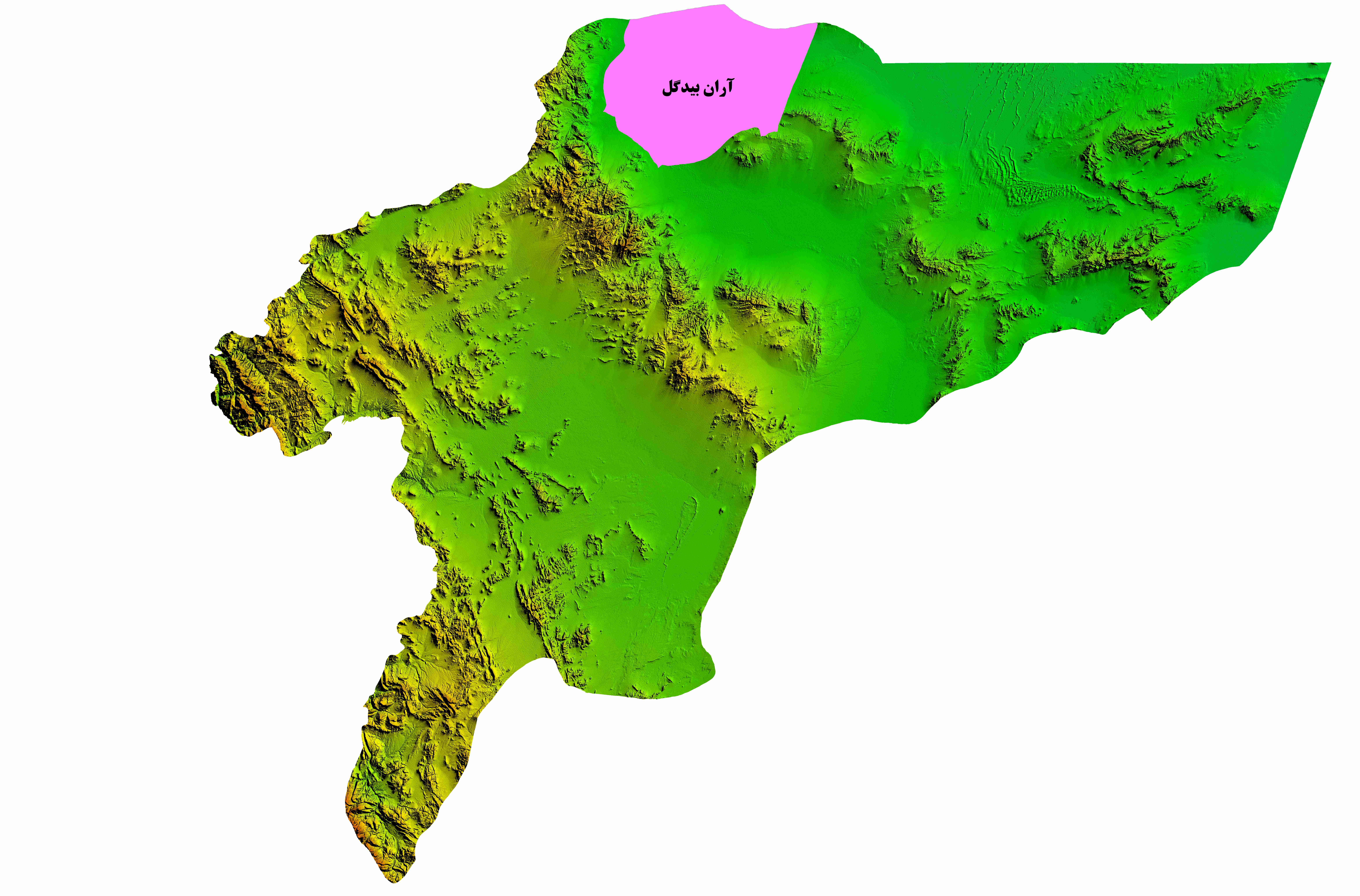 نقشه DEM  استان اصفهان-شهرستان آران بیدگل