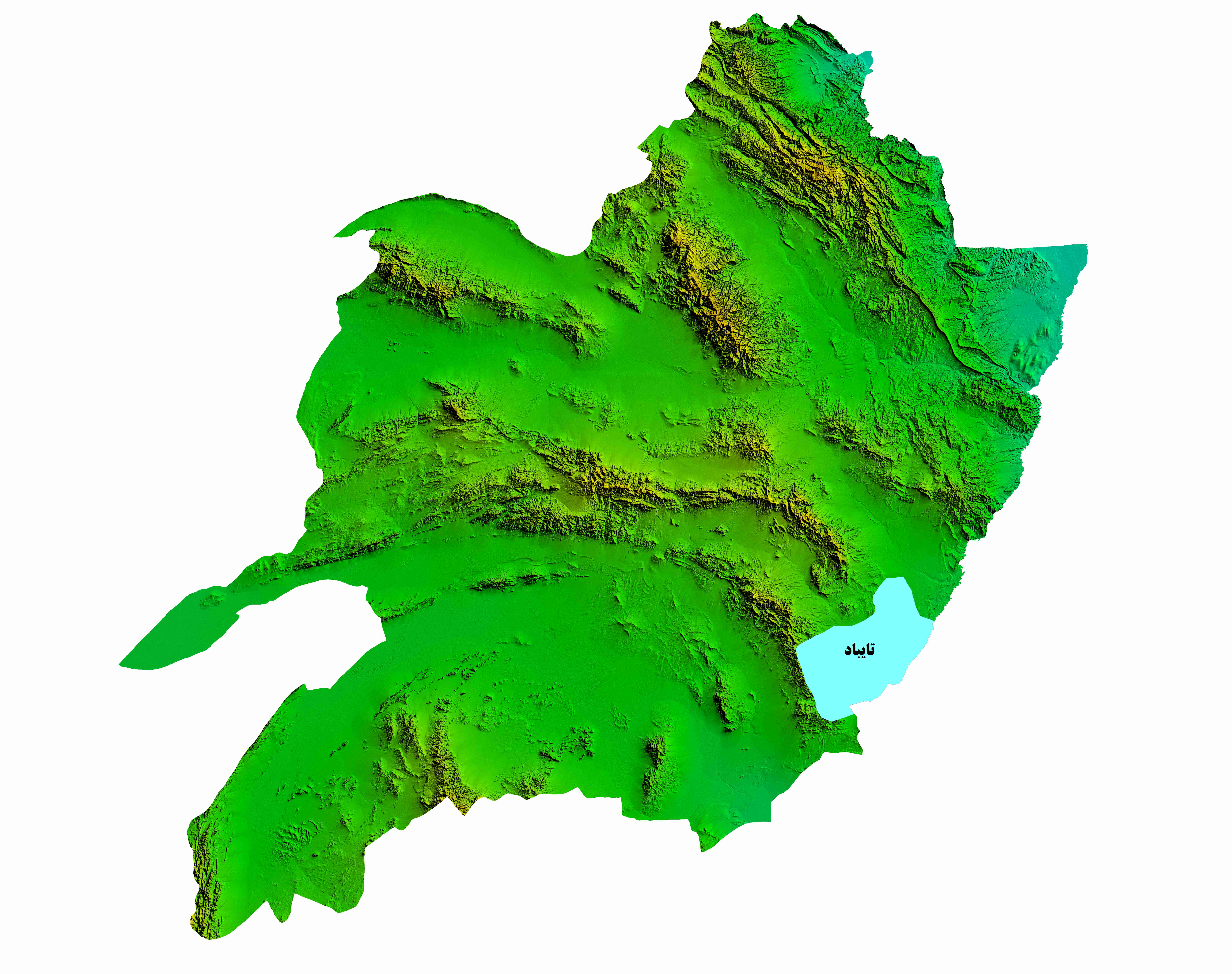 نقشه DEM  استان خراسان رضوی - شهرستان تایباد