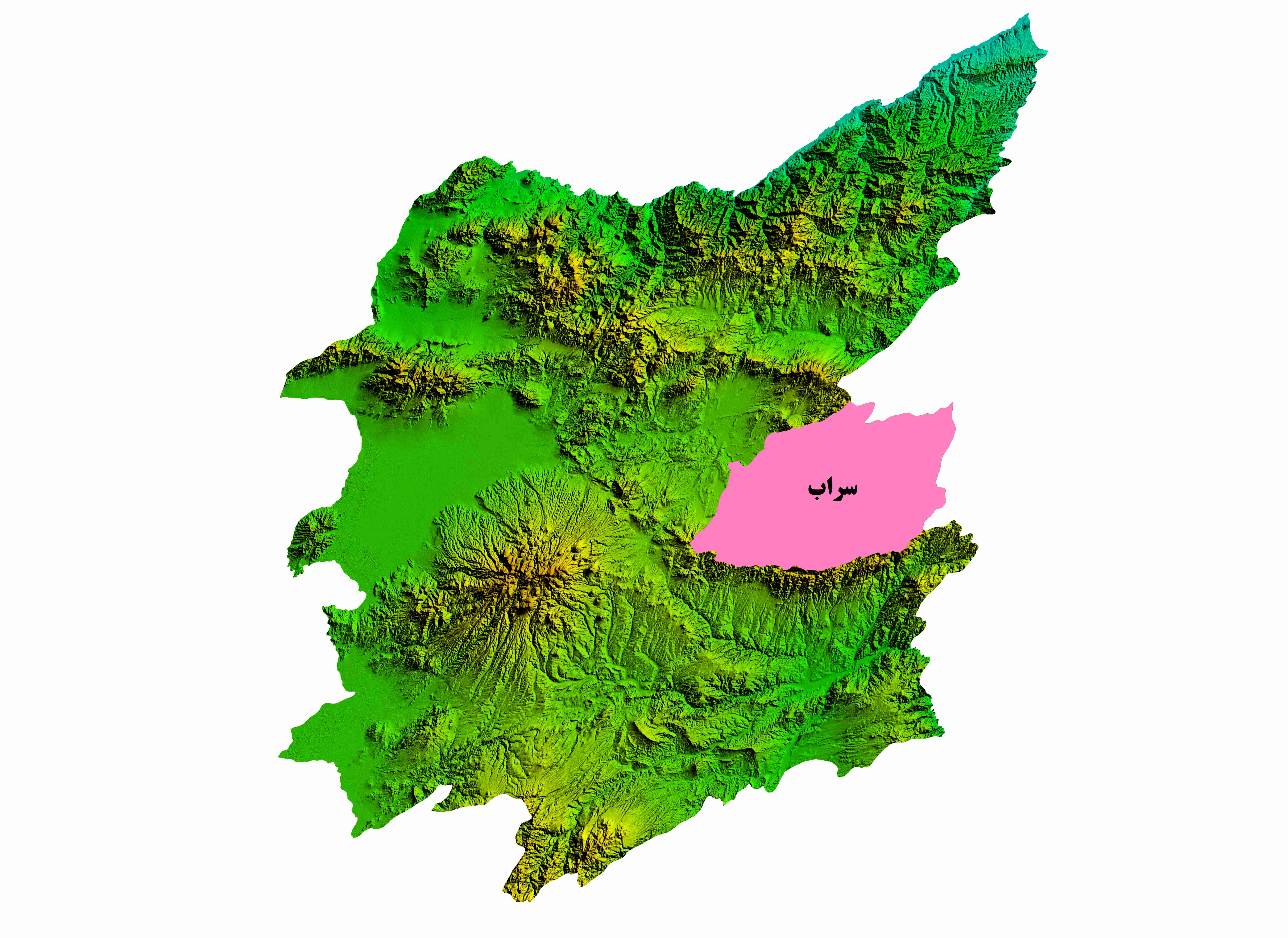 نقشه DEM استان آذربایجان شرقی-شهرستان سراب