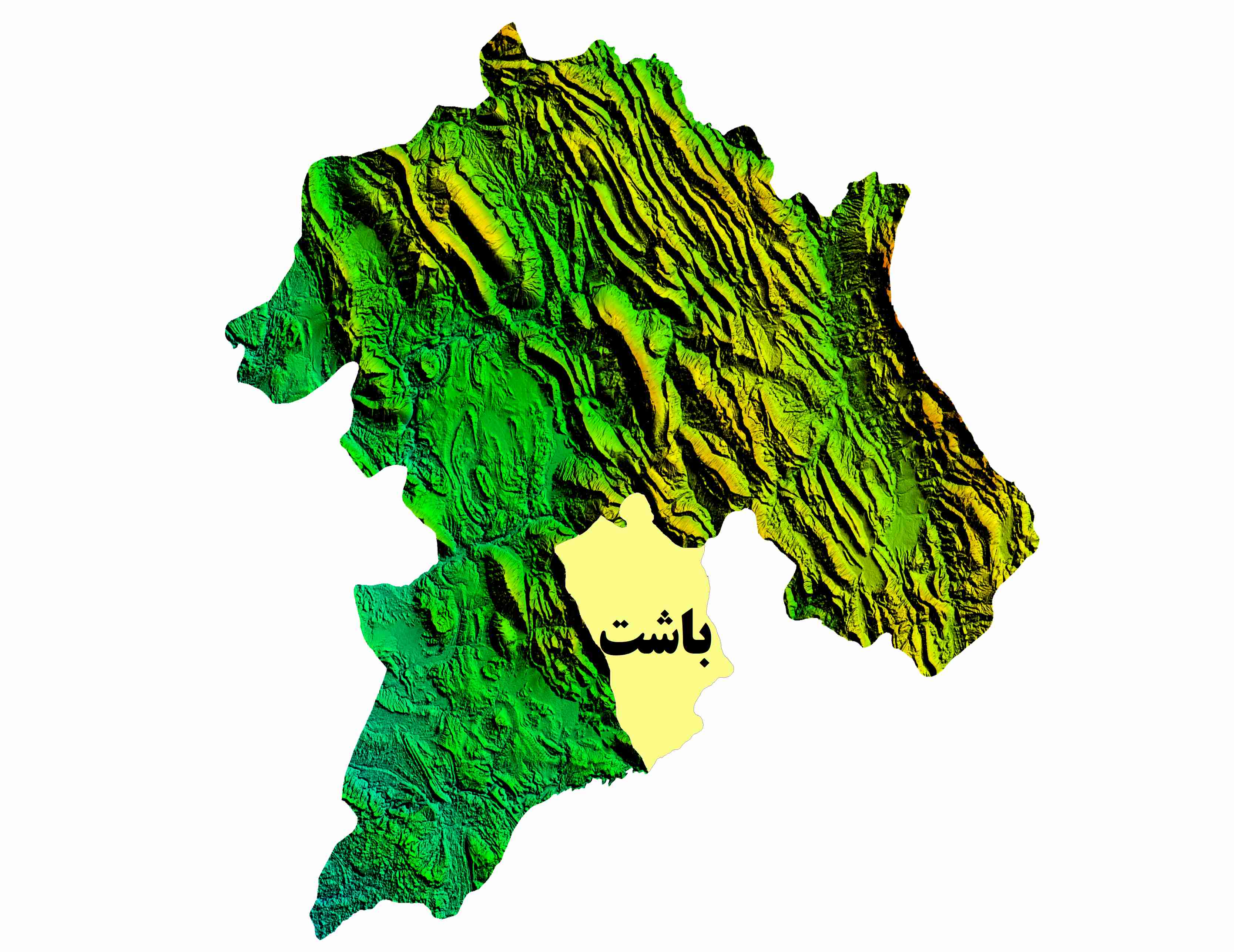 نقشه DEM  استان کهگلویه و بویر احمد-شهرستان باشت