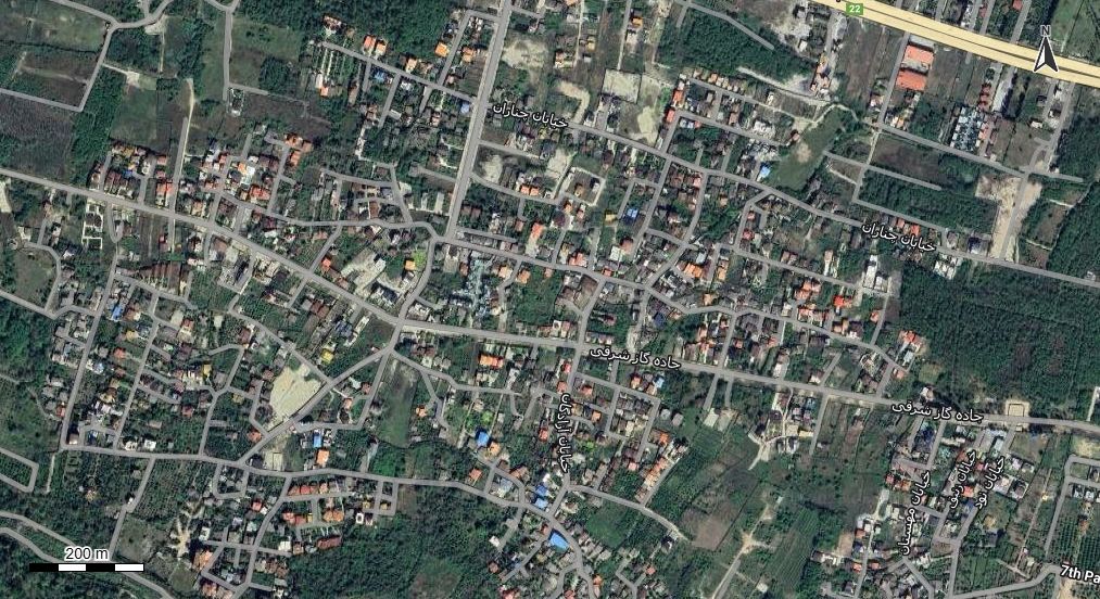 نقشه همراه با تصویر هوایی - ماهواره ای شهر چلک در اتوکد با مختصات UTM