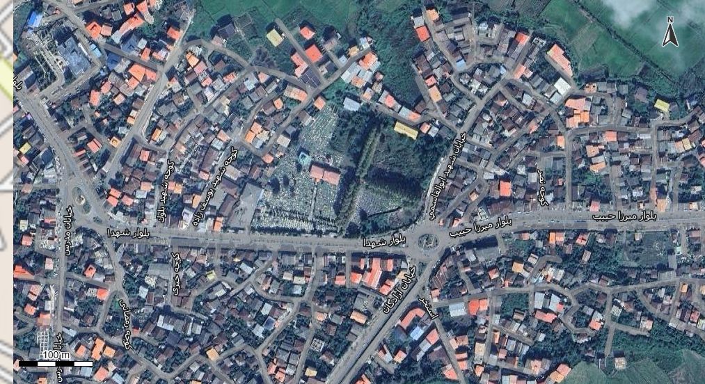 نقشه همراه با تصویر هوایی - ماهواره ای شهر املش در اتوکد با مختصات UTM