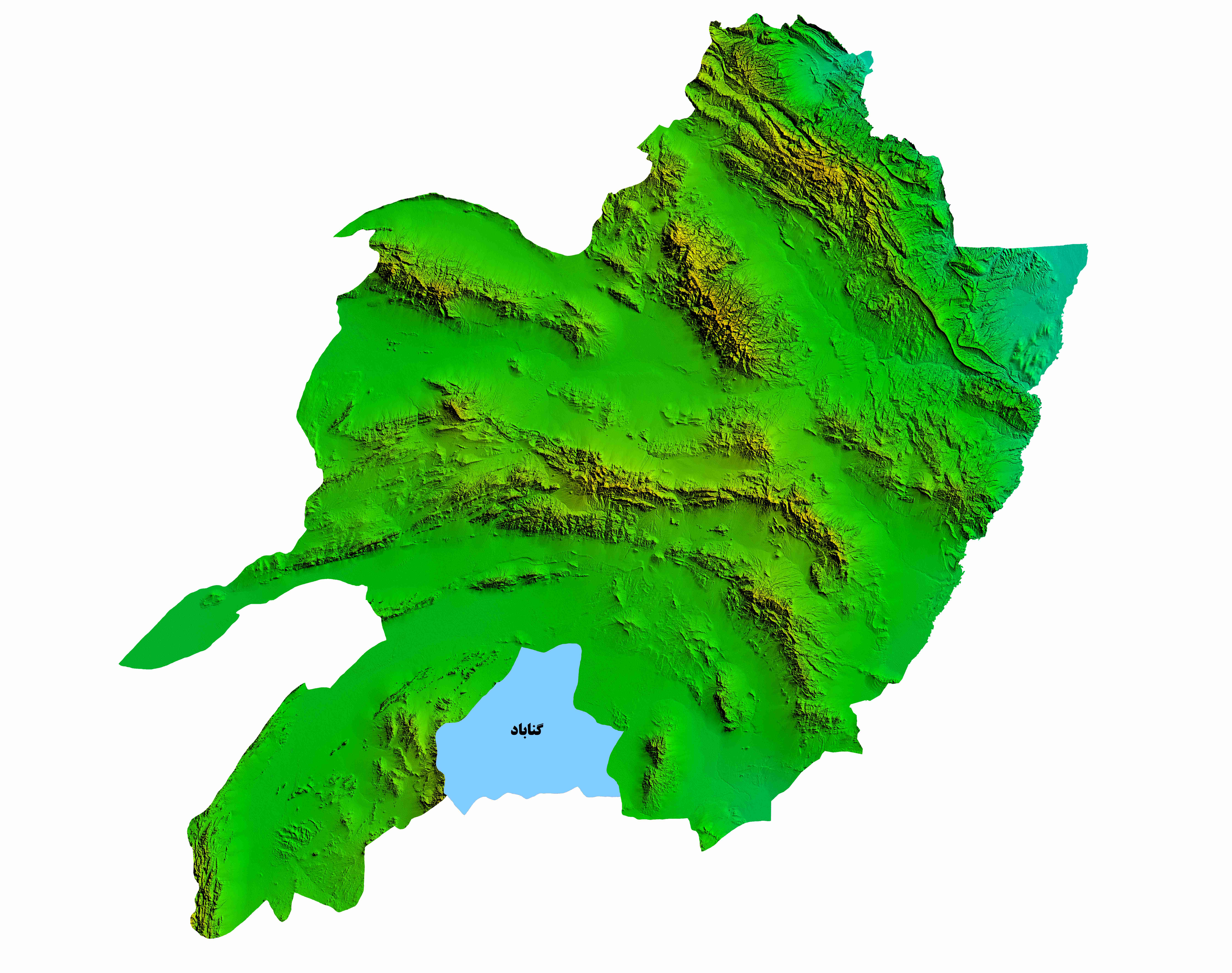 نقشه DEM  استان خراسان رضوی - شهرستان گناباد