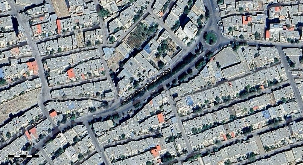 نقشه همراه با تصویر هوایی - ماهواره ای دلیجان در اتوکد با مختصات UTM