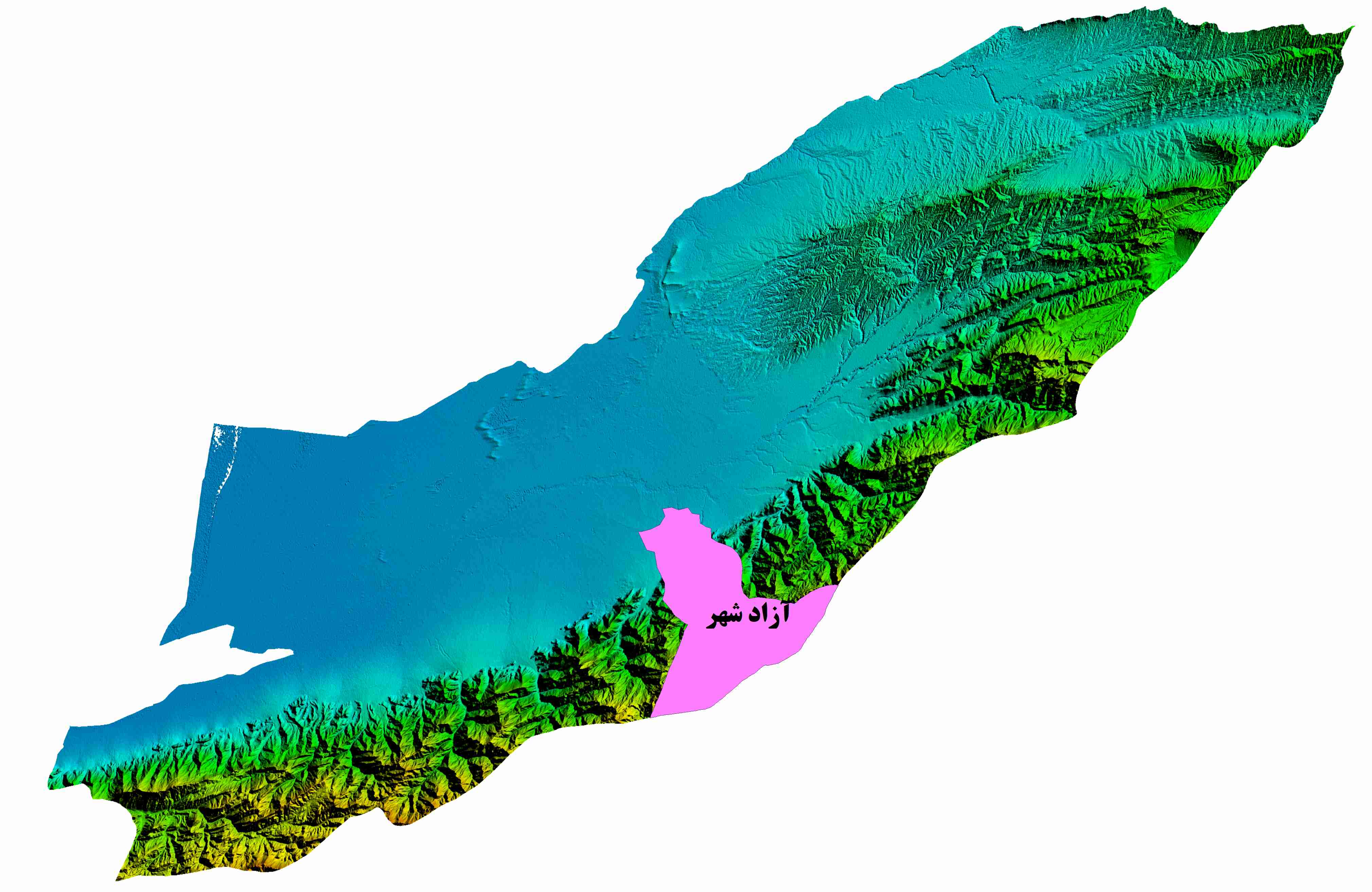 نقشه DEM  استان گلستان-شهرستان آزادشهر