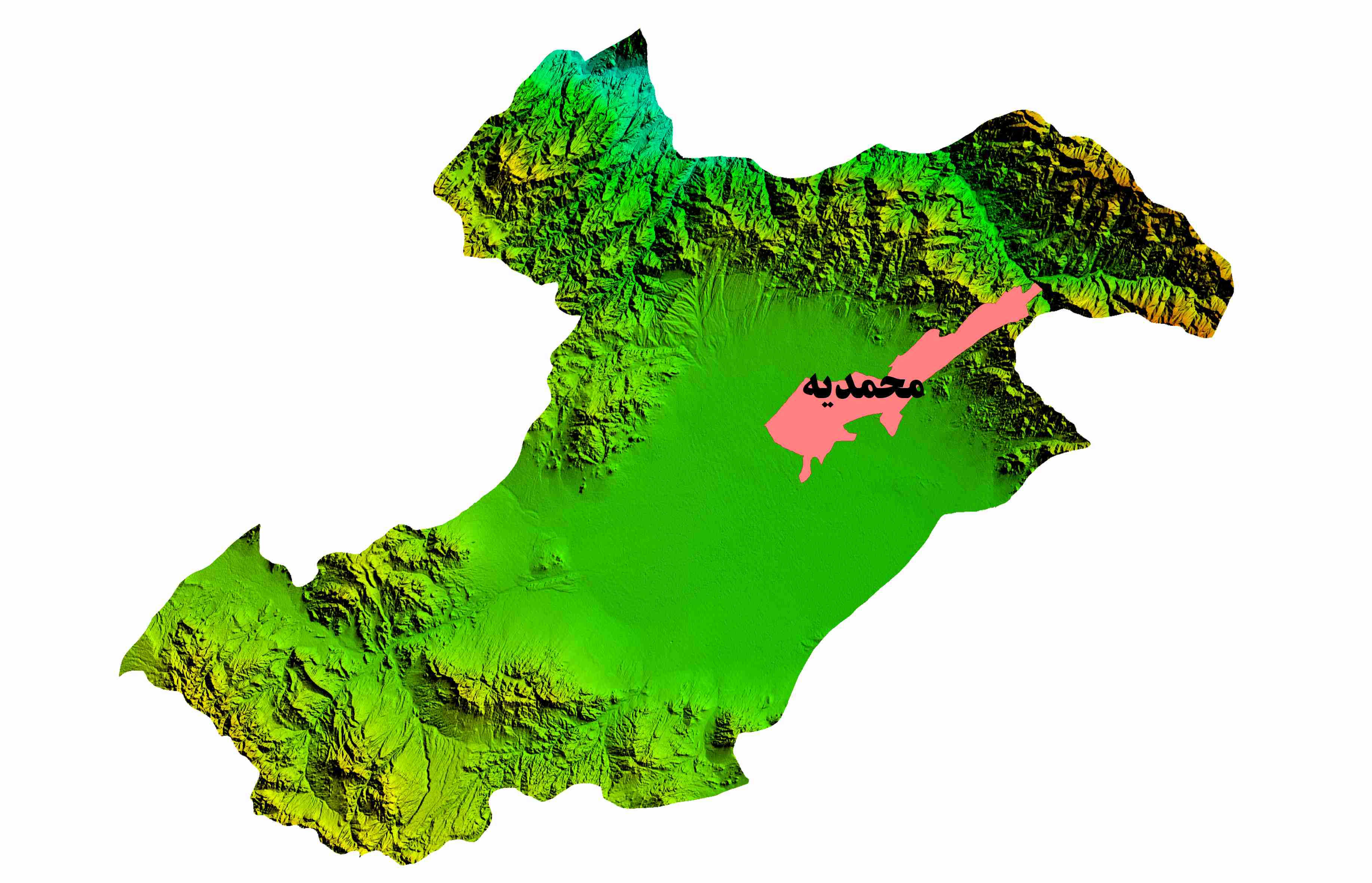 نقشه DEM استان قزوین-شهرستان محمدیه