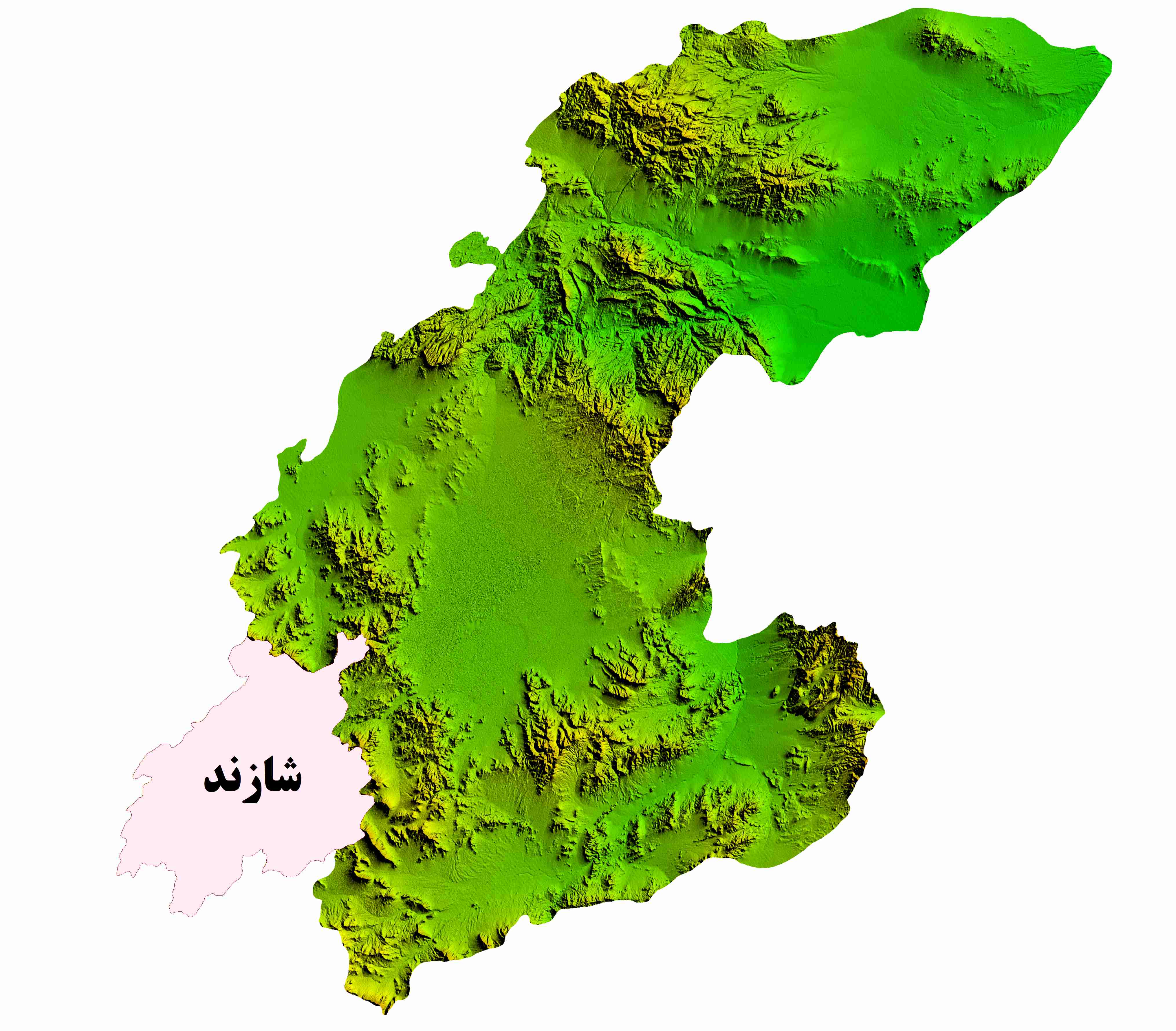 نقشه DEM  استان مرکزی-شهرستان شازند