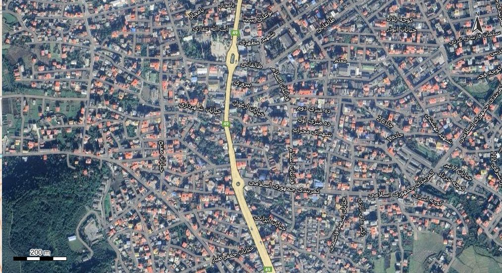 نقشه همراه با تصویر هوایی - ماهواره ای شهر تالش در اتوکد با مختصات UTM