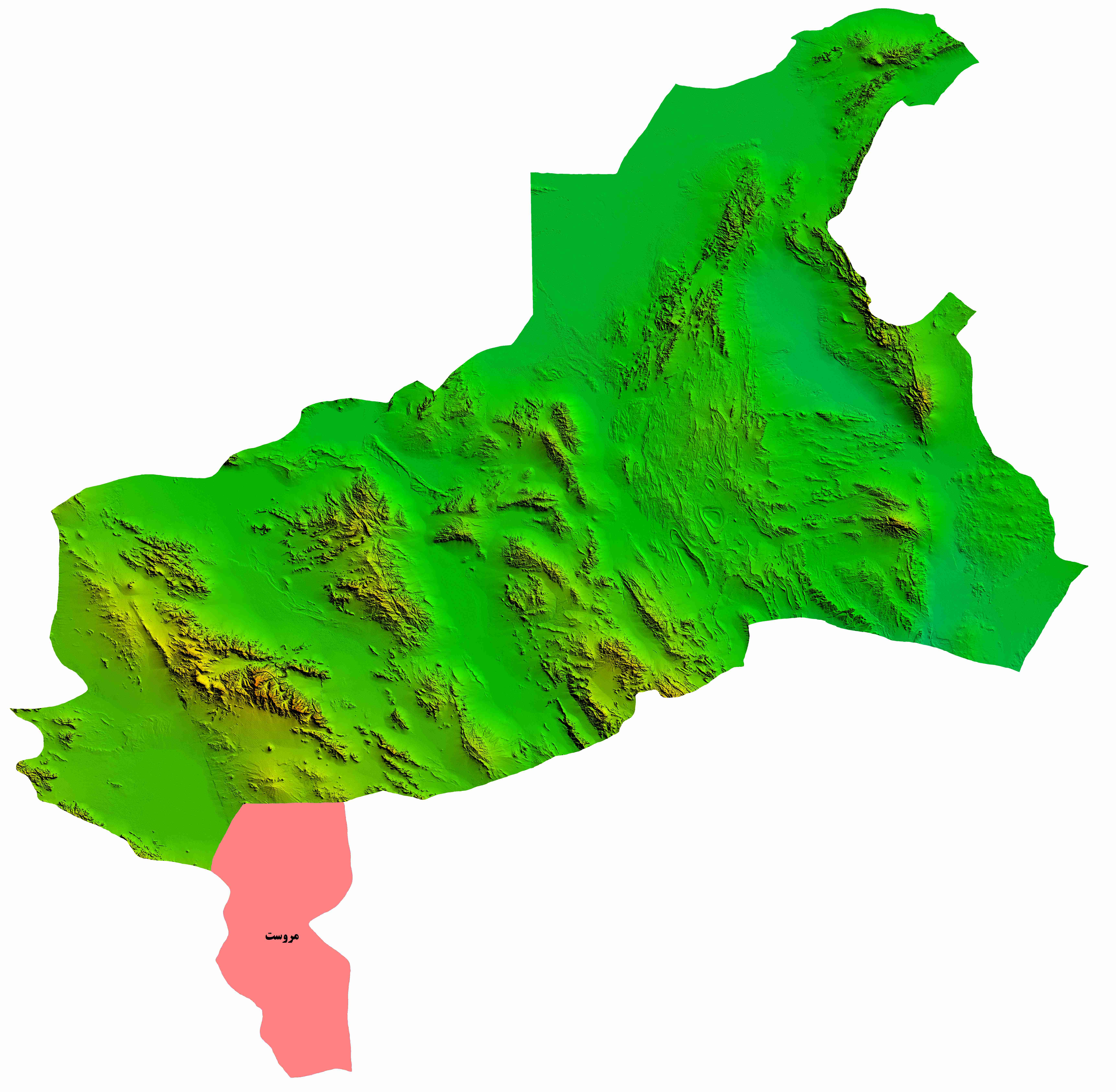 نقشه DEM  استان یزد-شهرستان مروست
