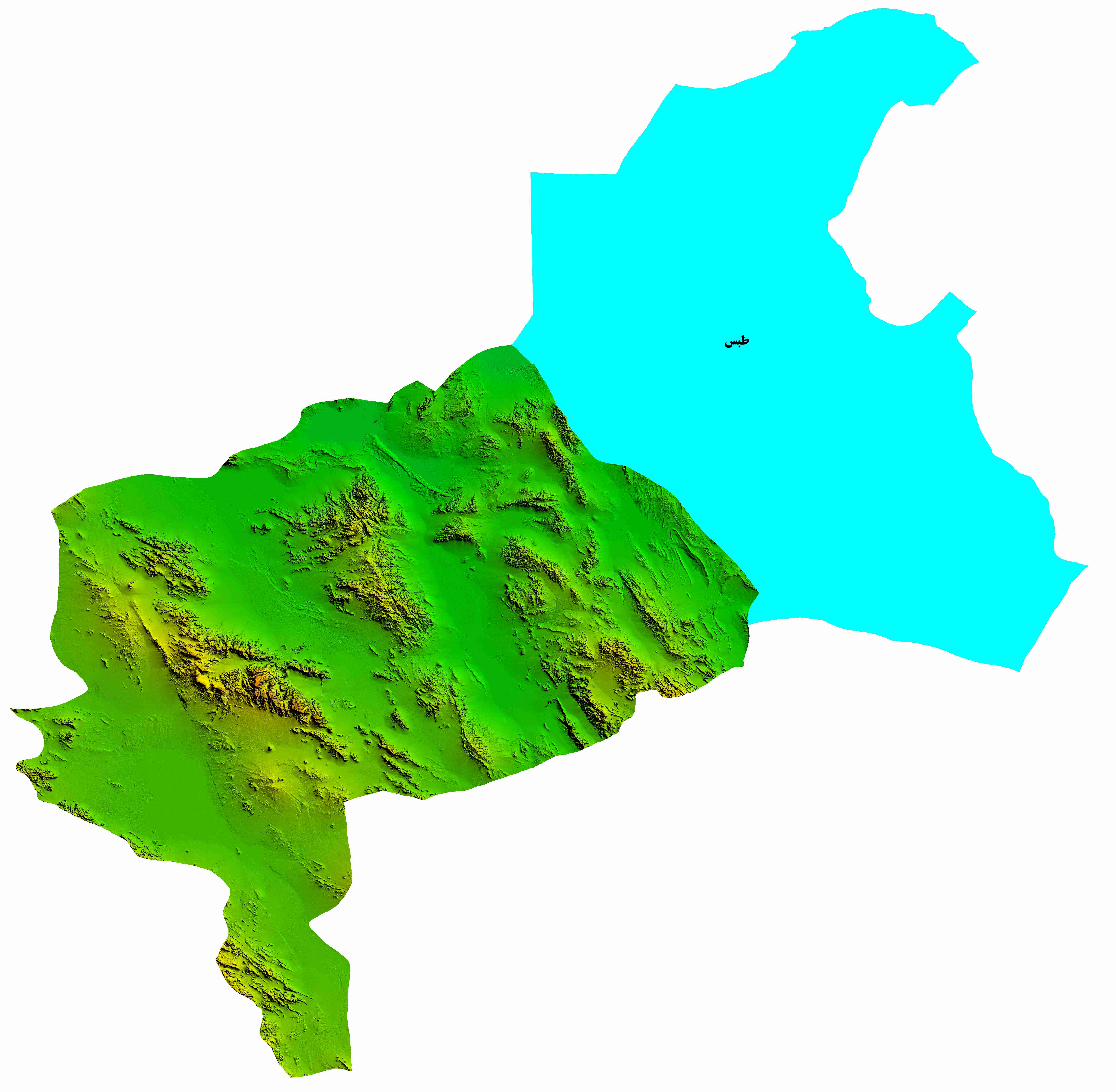 نقشه DEM  استان یزد-شهرستان طبس