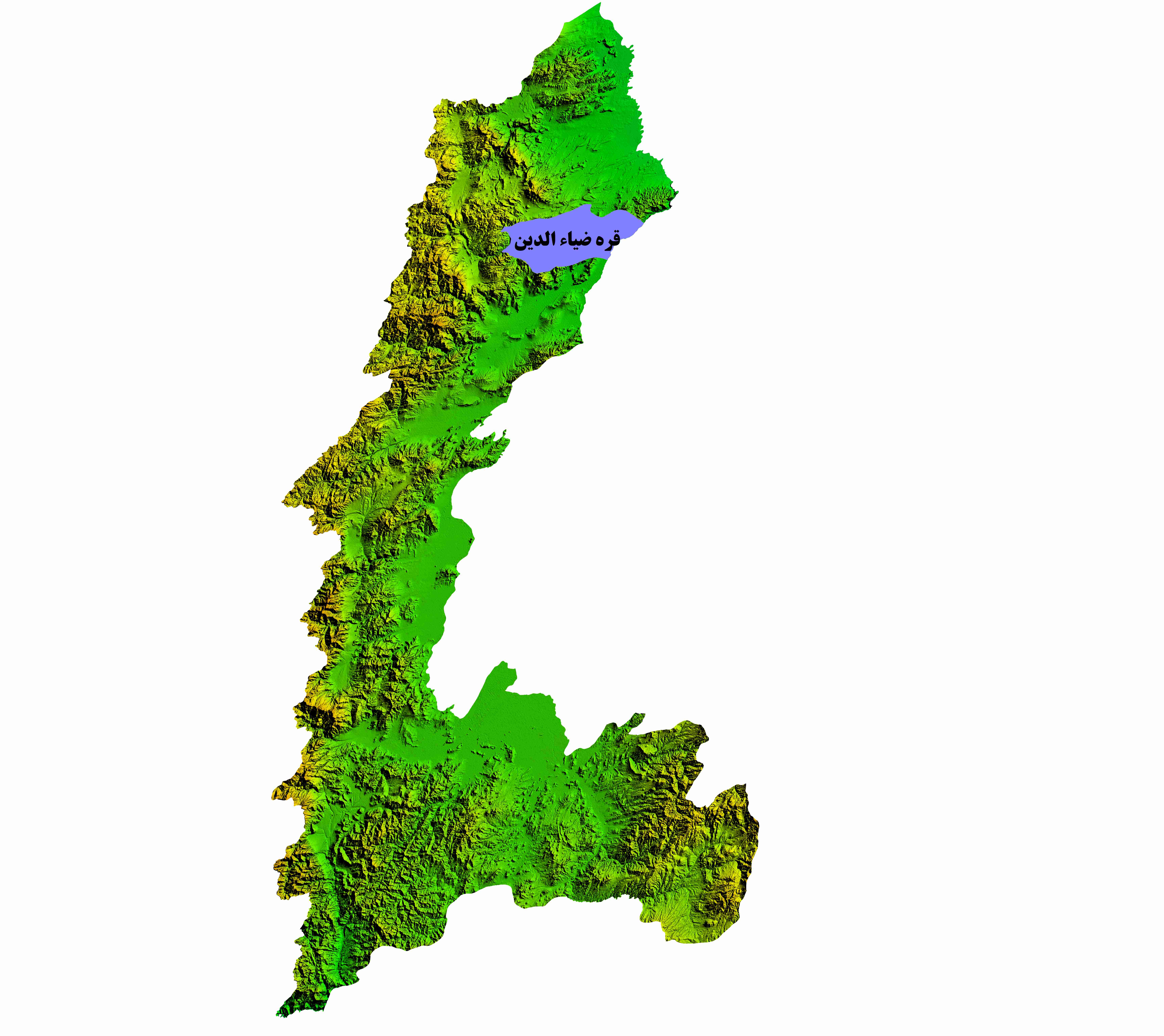 نقشه DEM استان آذربایجان غربی-شهرستان قره ضیاءالدین