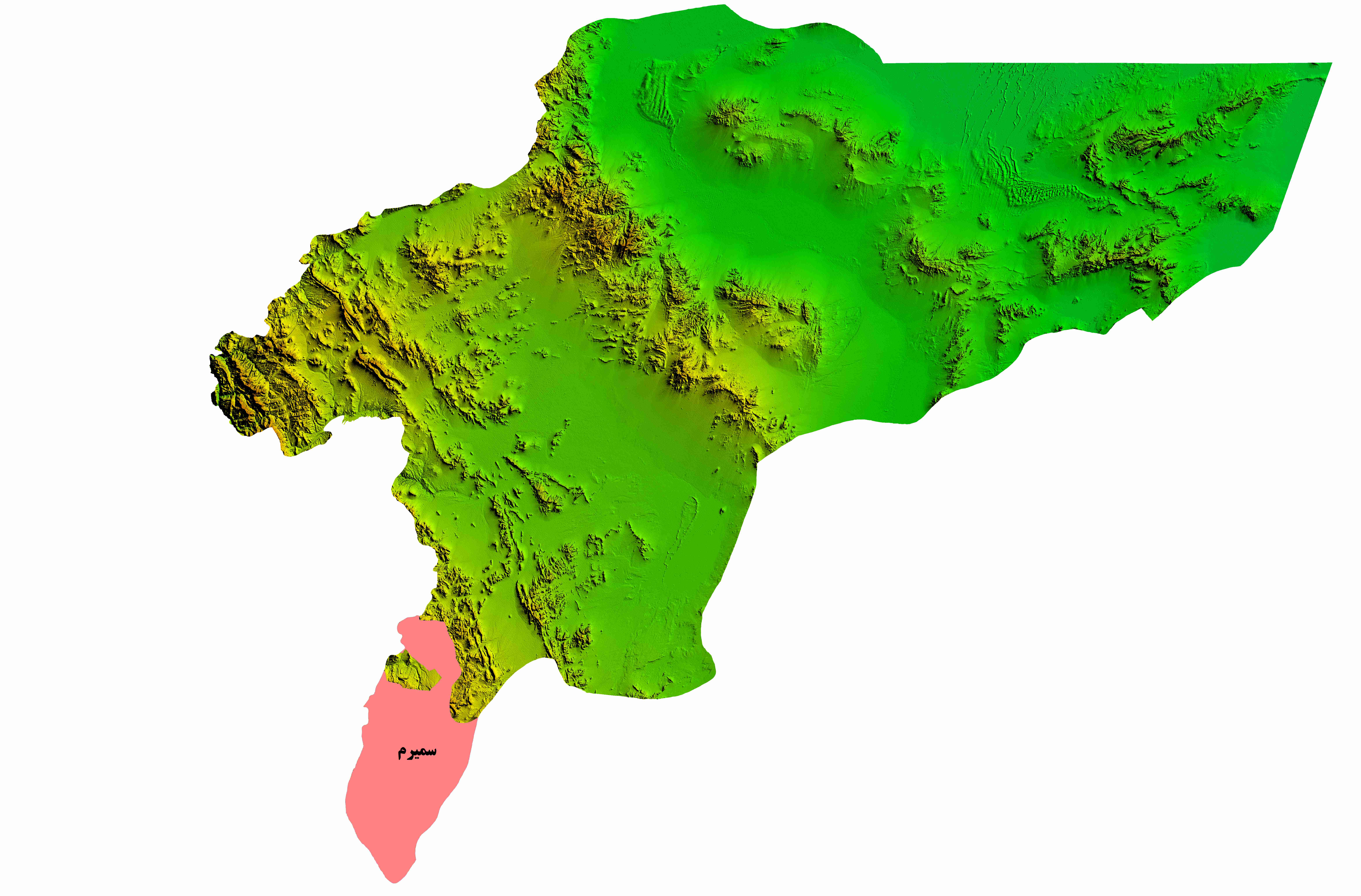 نقشه DEM  استان اصفهان-شهرستان سمیرم